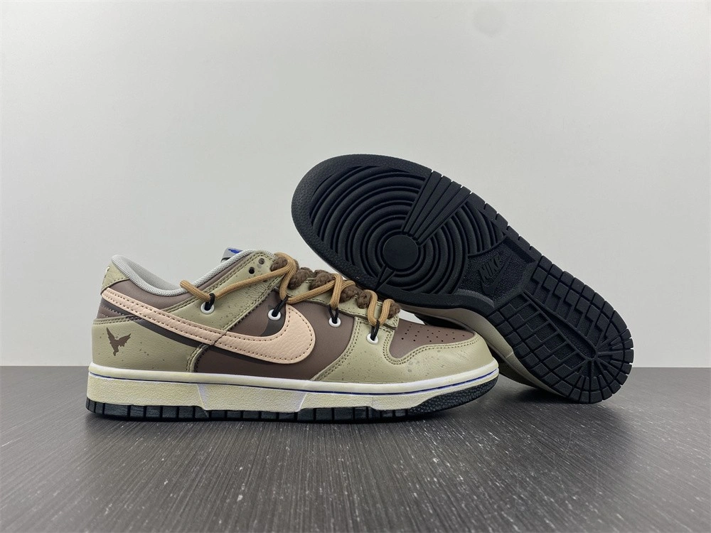 Effortless Dunk Low Customized Brown Pink DD3363- 341