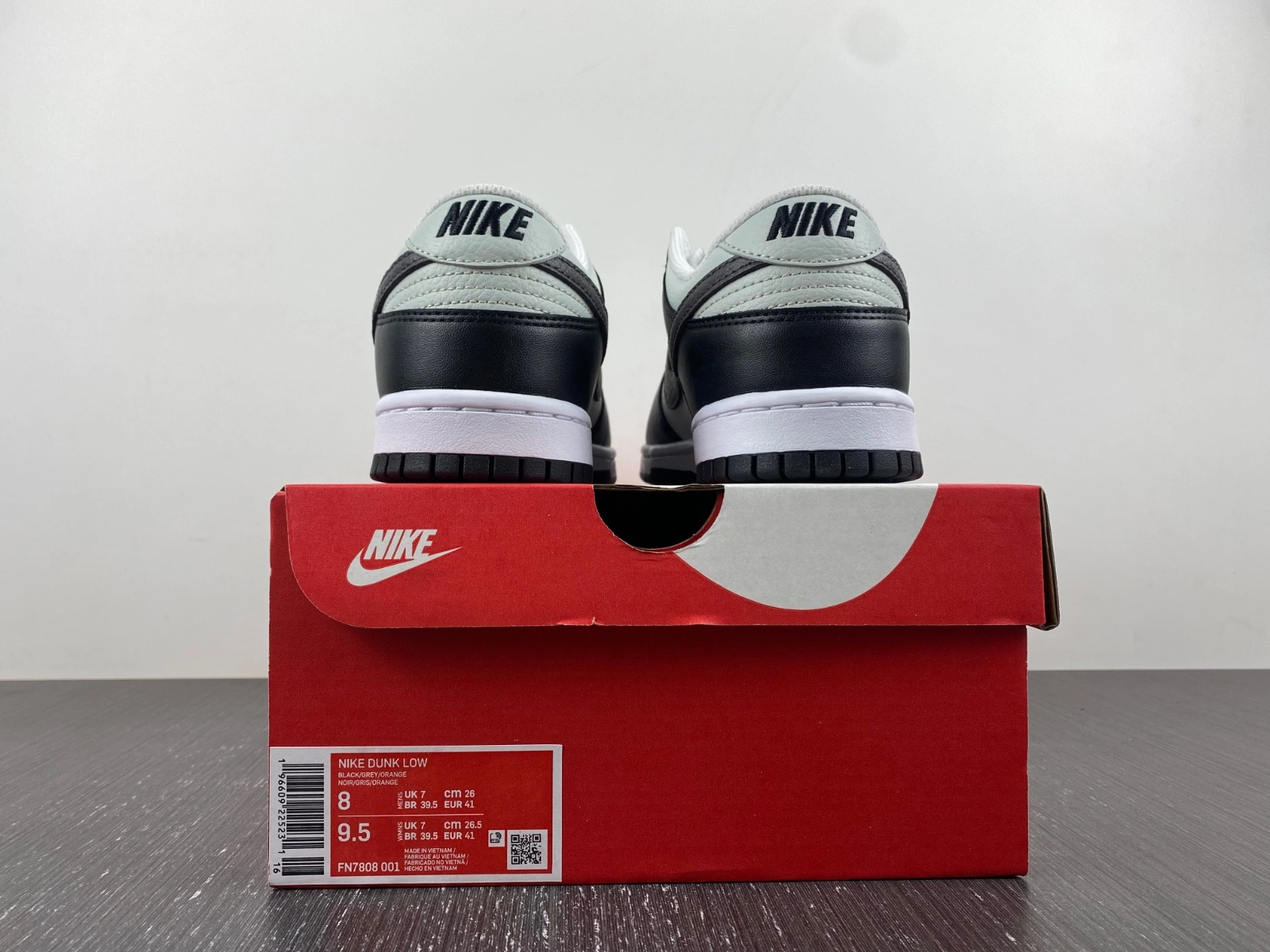 Dunk Low Grey Black Orange Mini Swoosh FN7808- Breathable 183