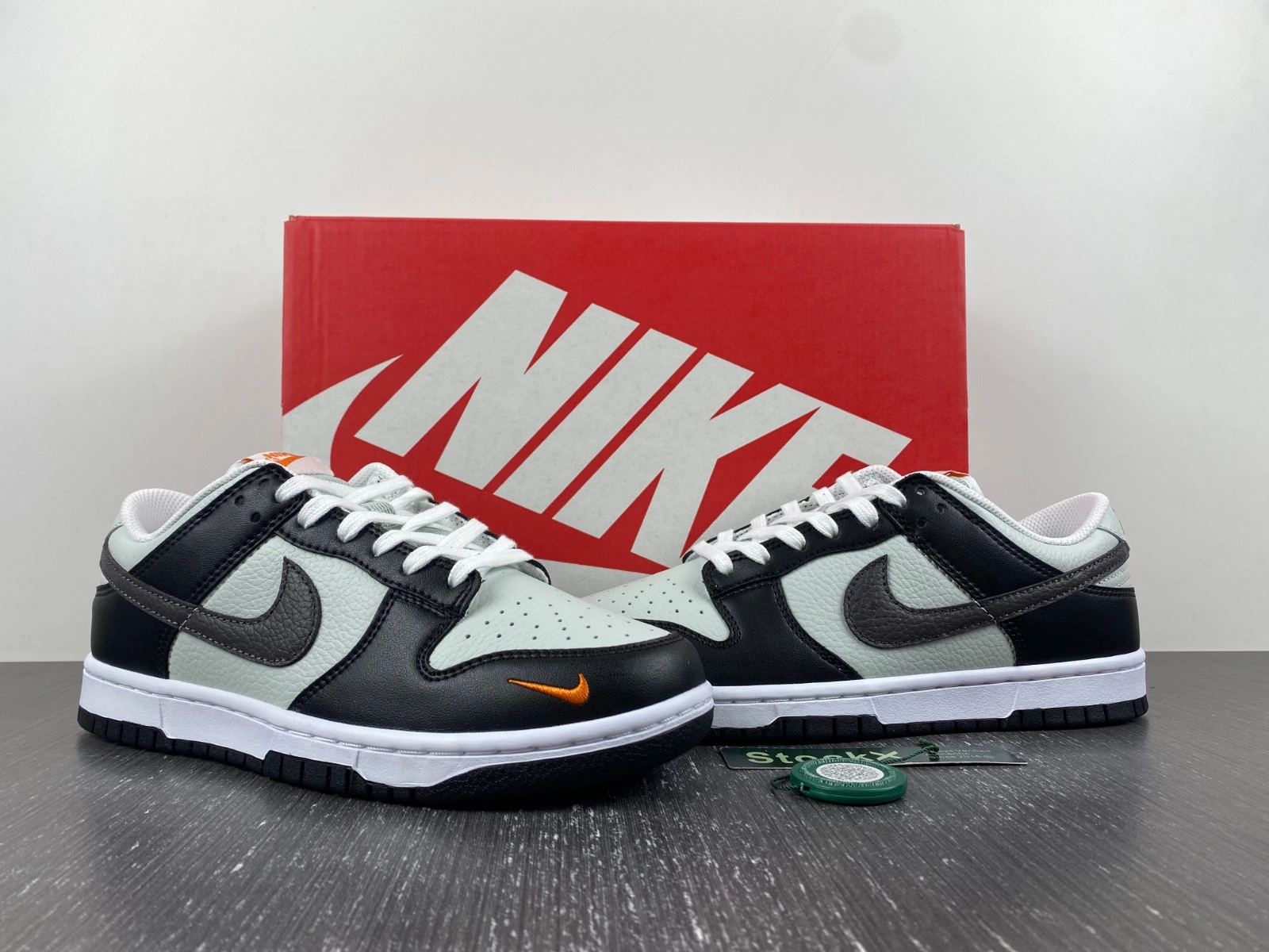 Dunk Low Grey Black Orange Mini Swoosh FN7808- Breathable 183