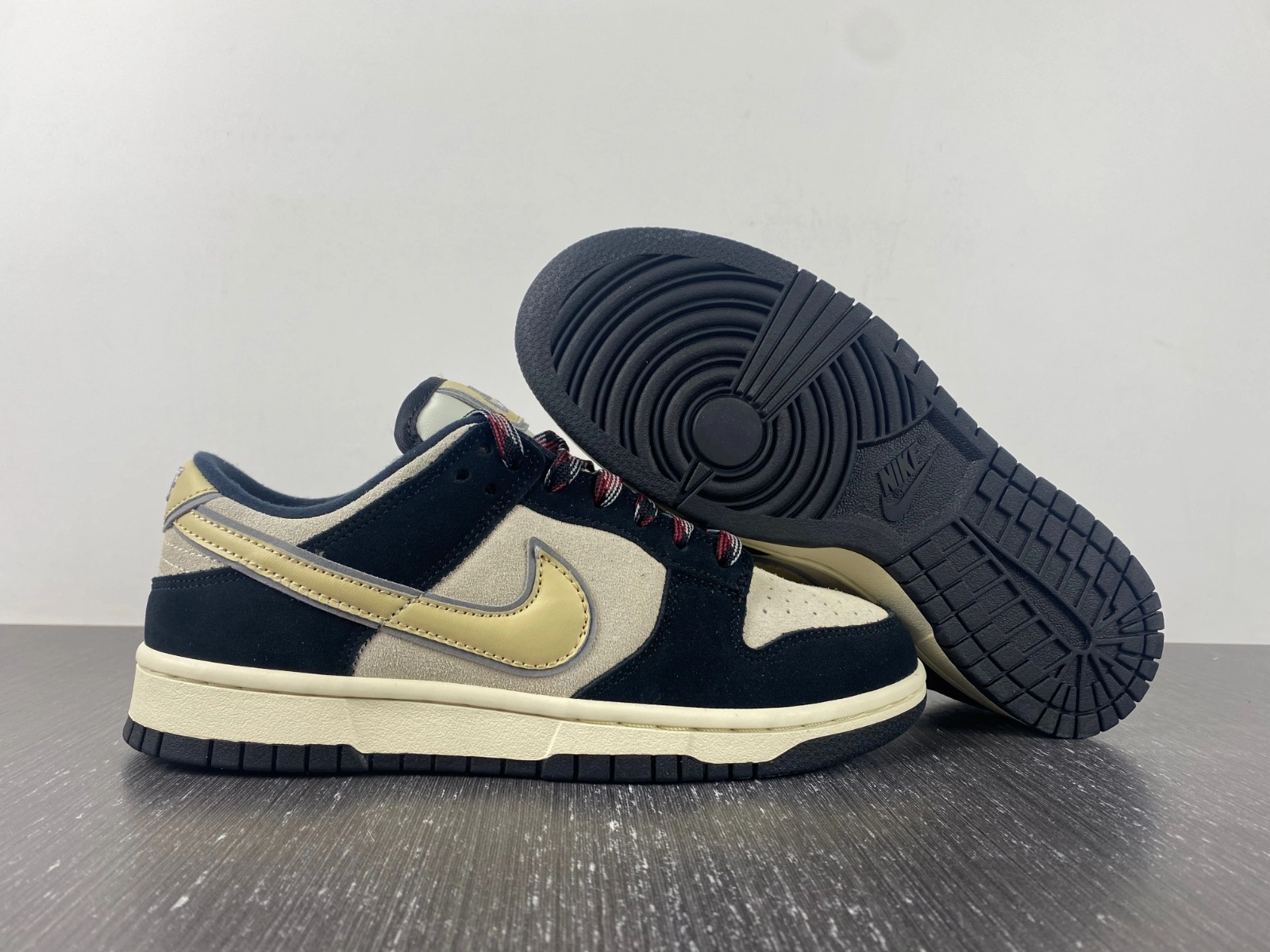Attractive Dunk Low LX Black Suede Team Gold DV3054- 231