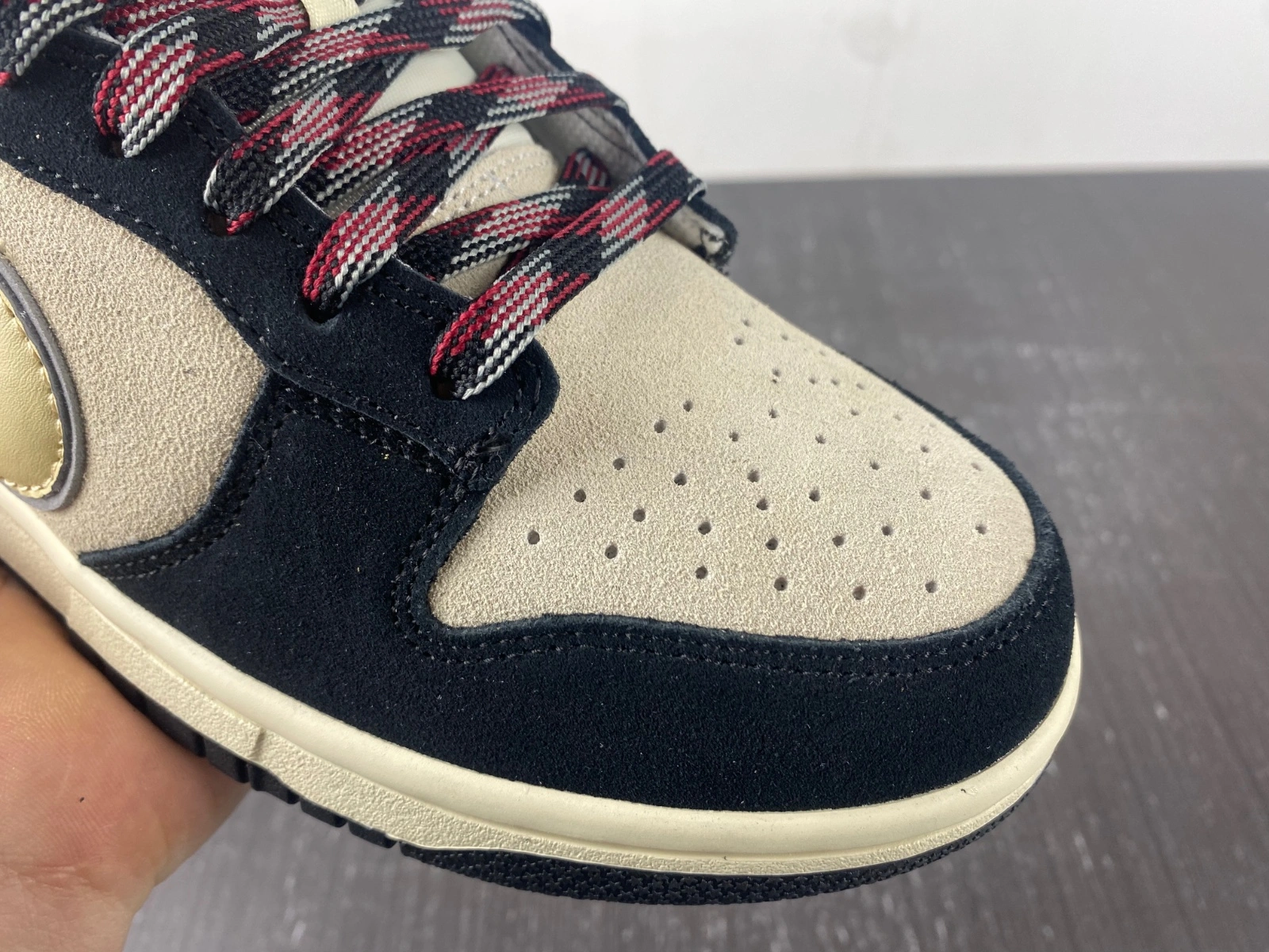 Attractive Dunk Low LX Black Suede Team Gold DV3054- 231