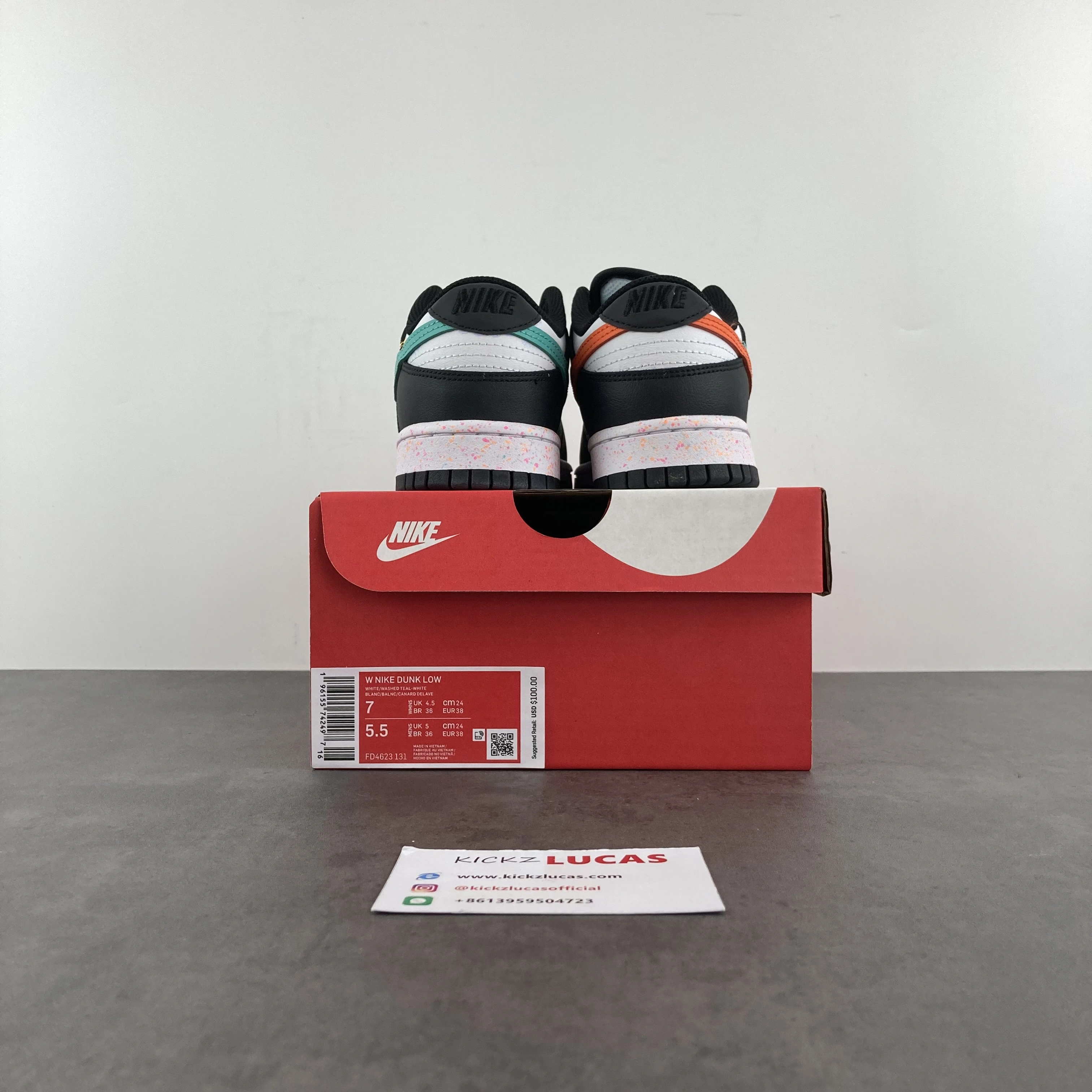 Dunk Low Multiple Swooshes White Washed Teal FD4623- FreshLook 235