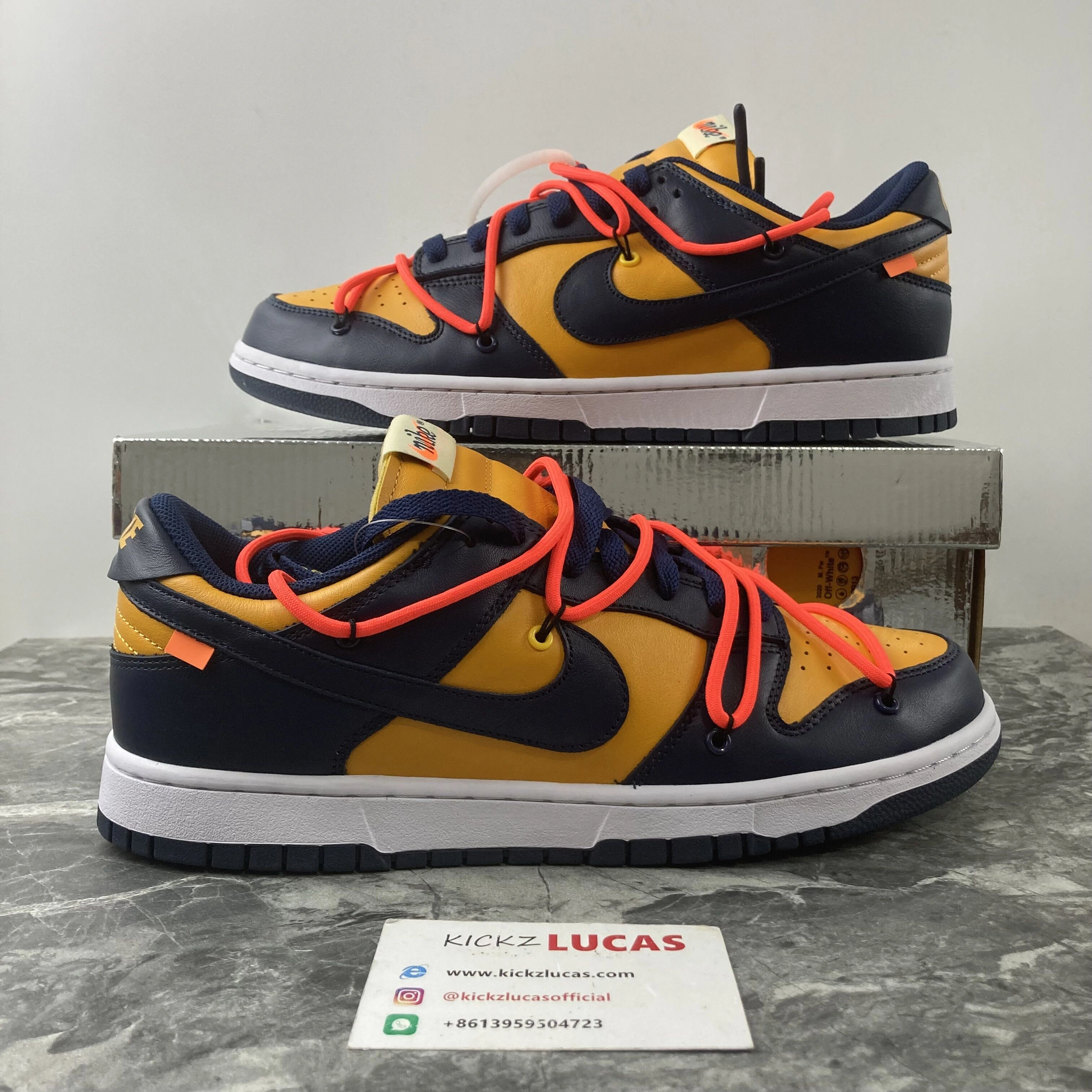 Trendsetting Dunk Low Off-White University Gold Midnight Navy CT0856- 367