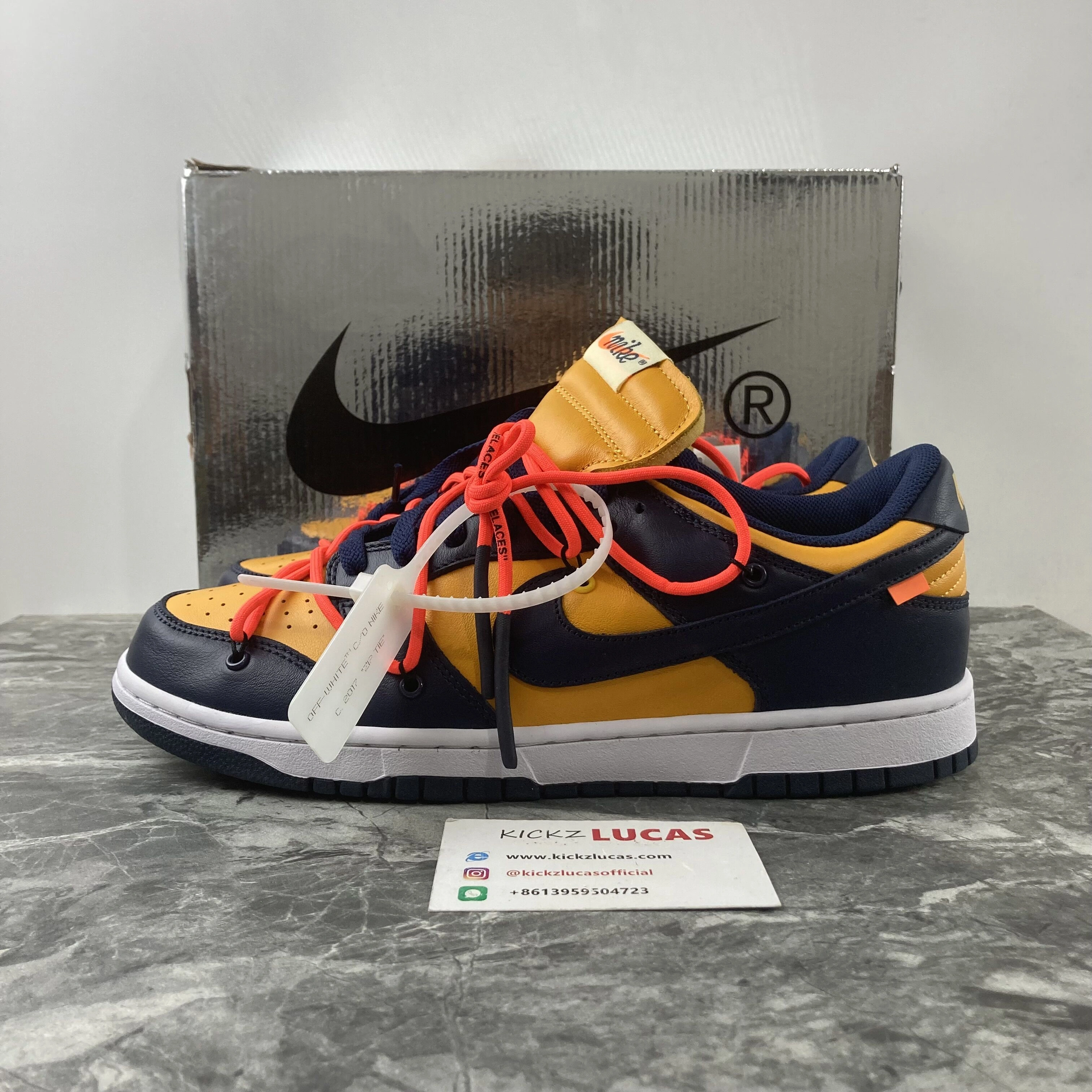 Trendsetting Dunk Low Off-White University Gold Midnight Navy CT0856- 367