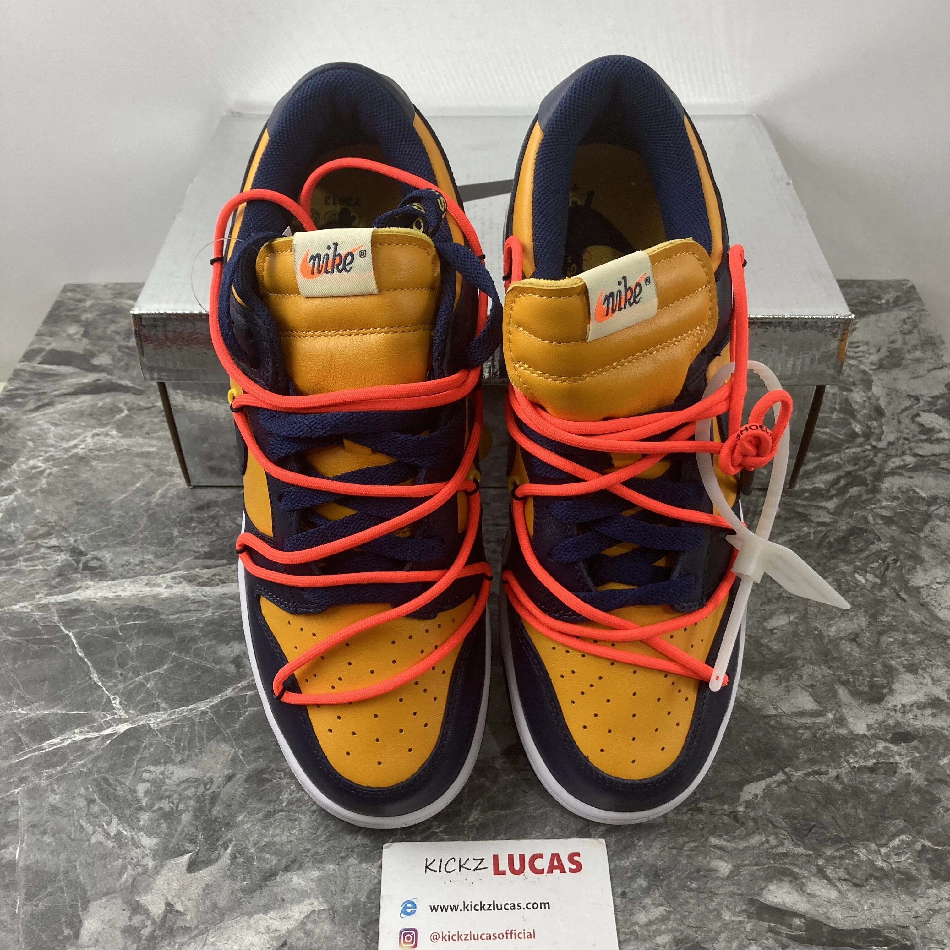 Trendsetting Dunk Low Off-White University Gold Midnight Navy CT0856- 367