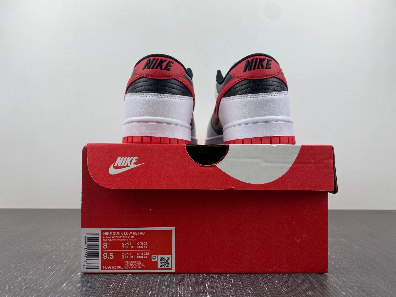 Dunk Low Retro White Black University Red FD9762- Neat 209