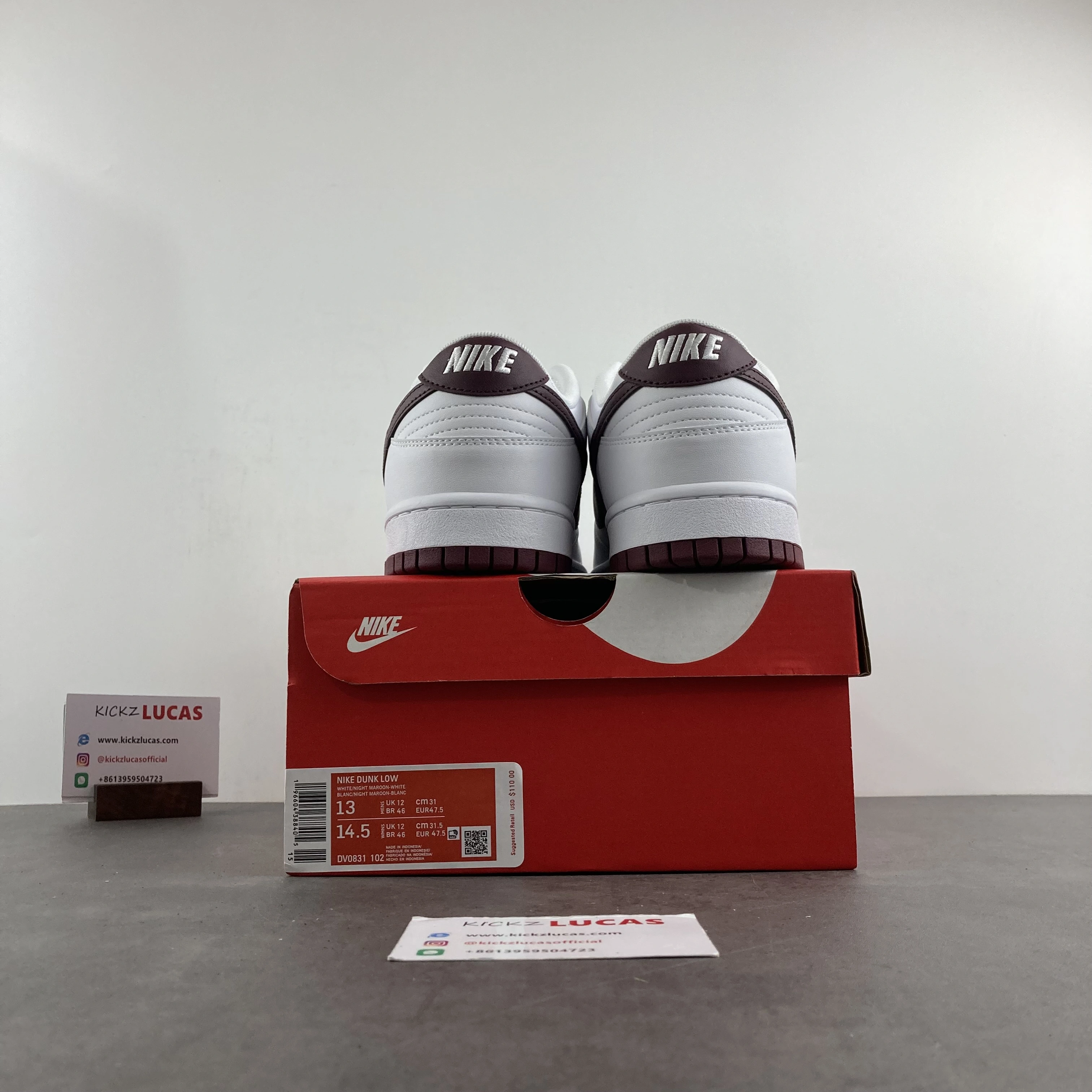 Lightweight Dunk Low Retro White Night Maroon DV0831- 166