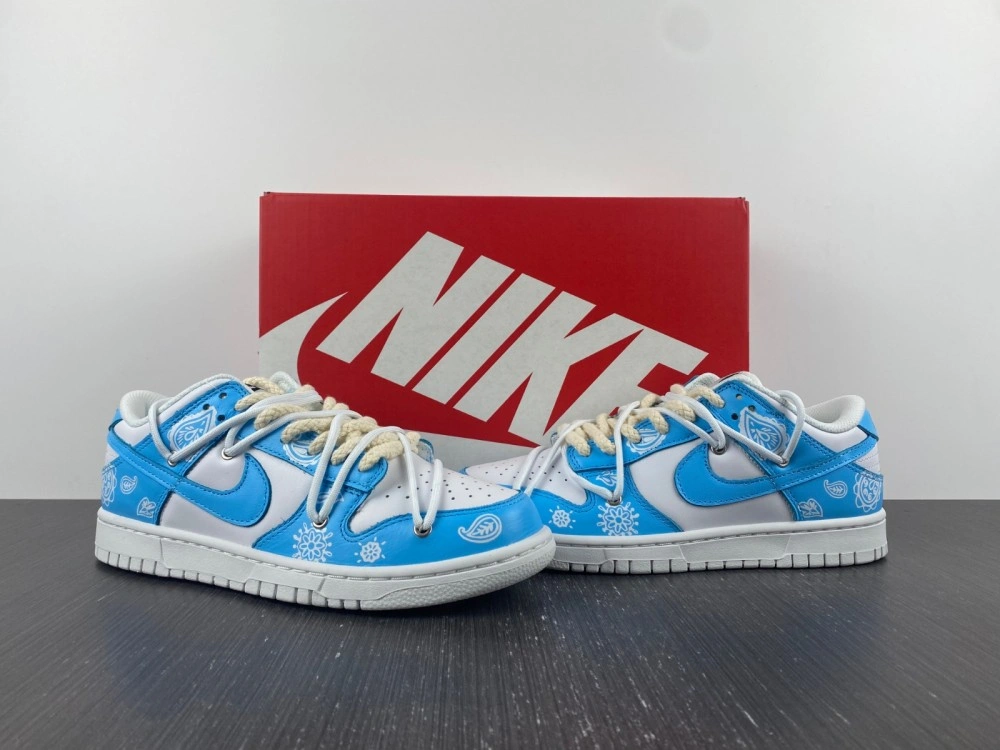 Functional Dunk Low Triple White UNC Customized DD1503- 348