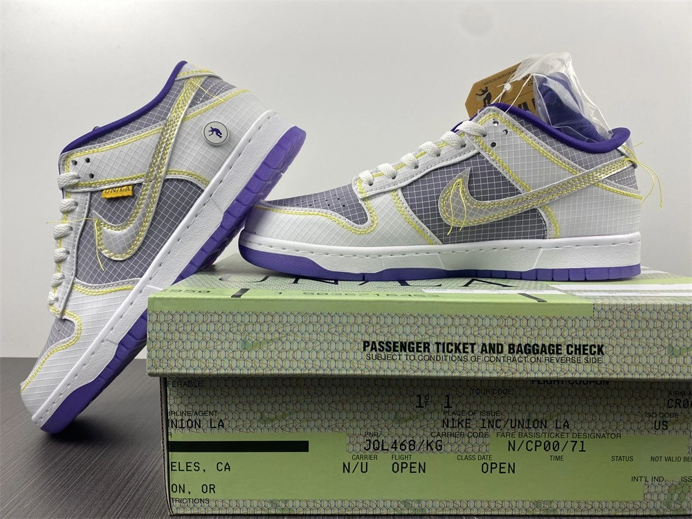 Cozy Dunk Low Union Passport Pack Grey Purple DJ9649- 425