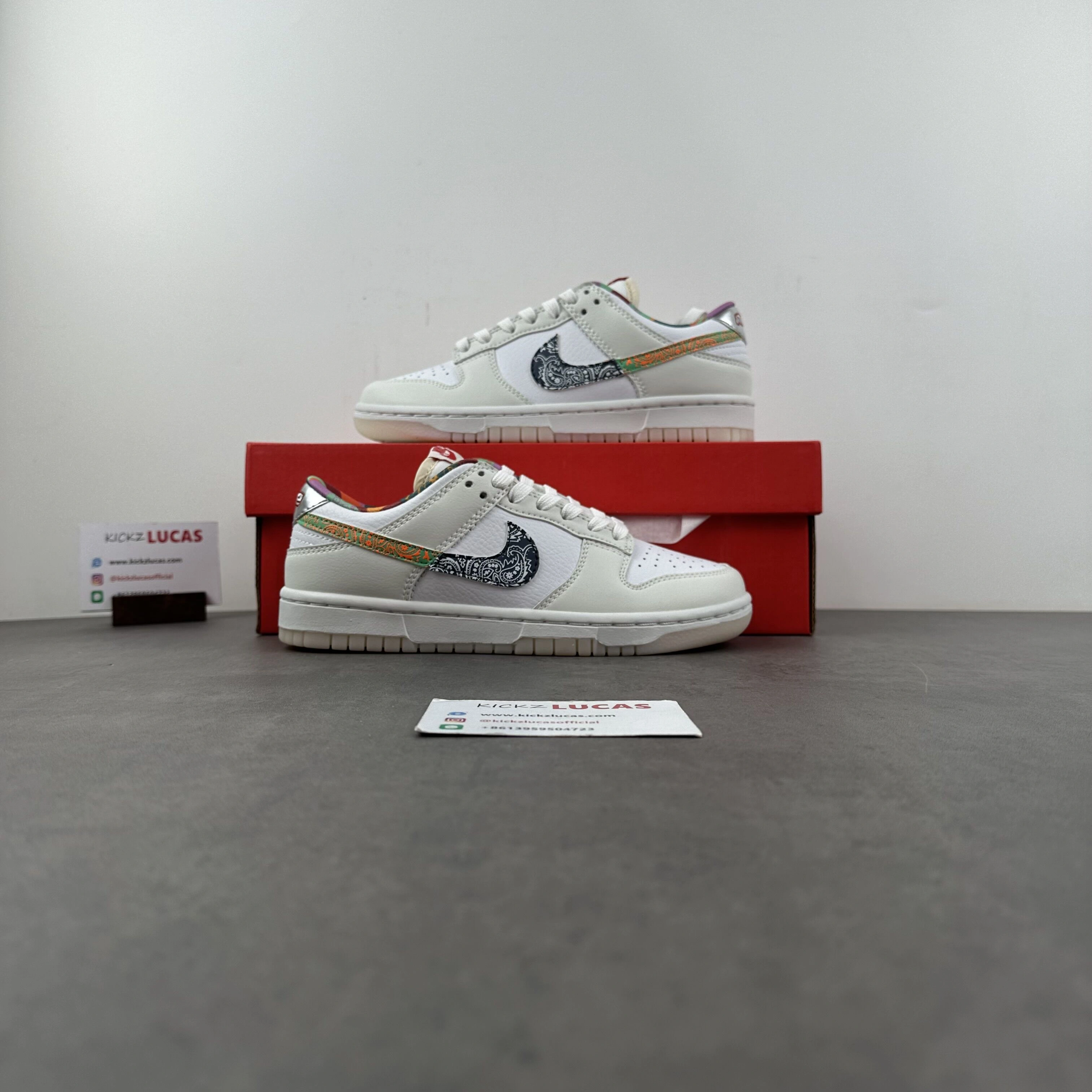 Breathable Dunk Low White Multi-Color Paisley FN8913- 123