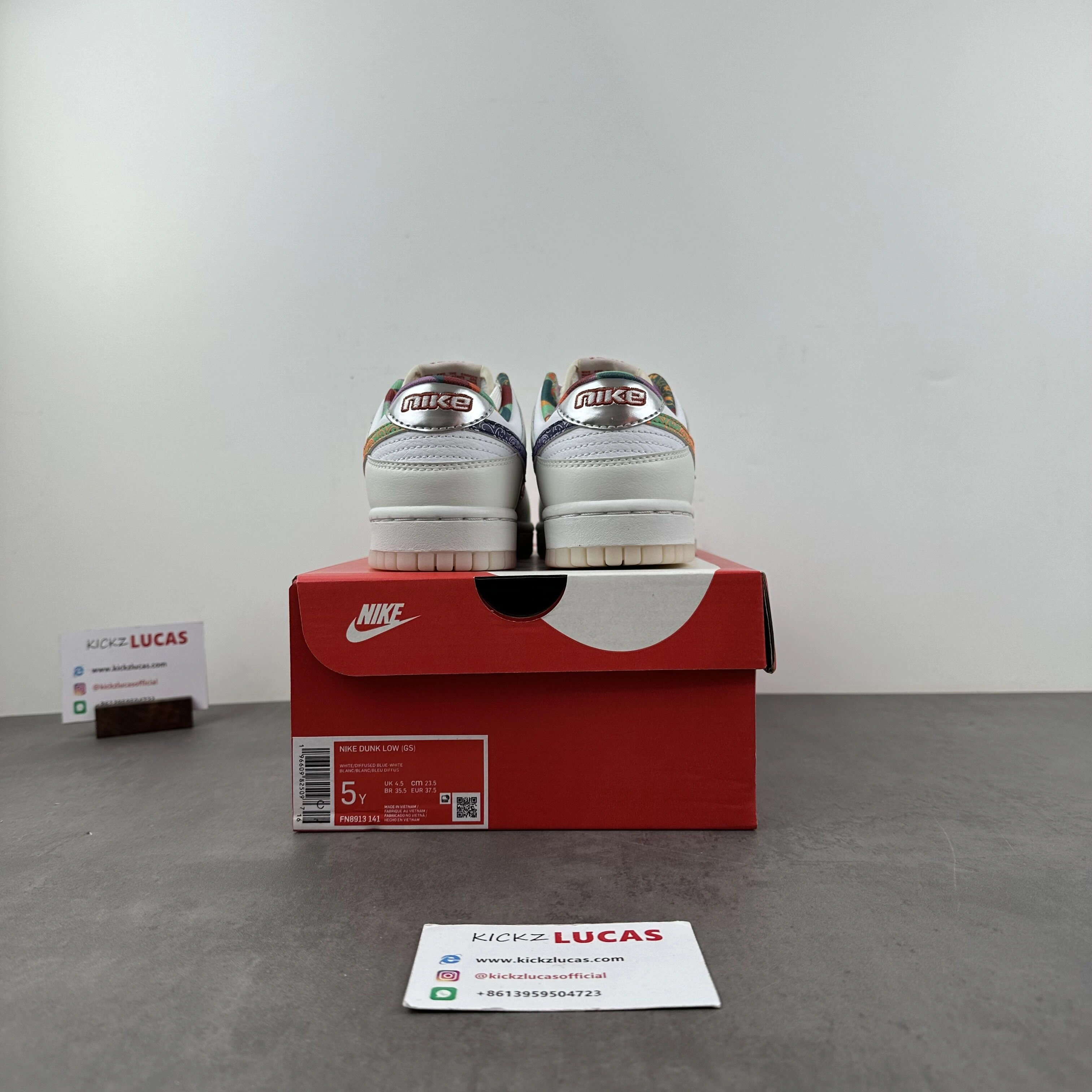 Breathable Dunk Low White Multi-Color Paisley FN8913- 123