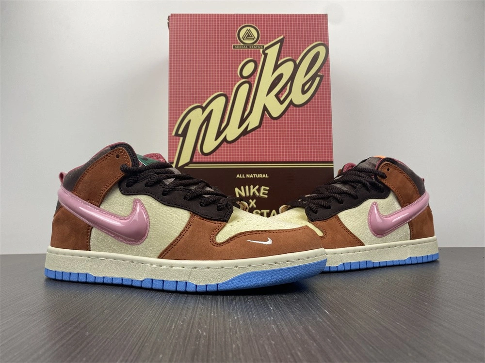 【Free shipping】Dunk Mid Social Status Free Lunch Chocolate Milk DJ1173- Bright 495