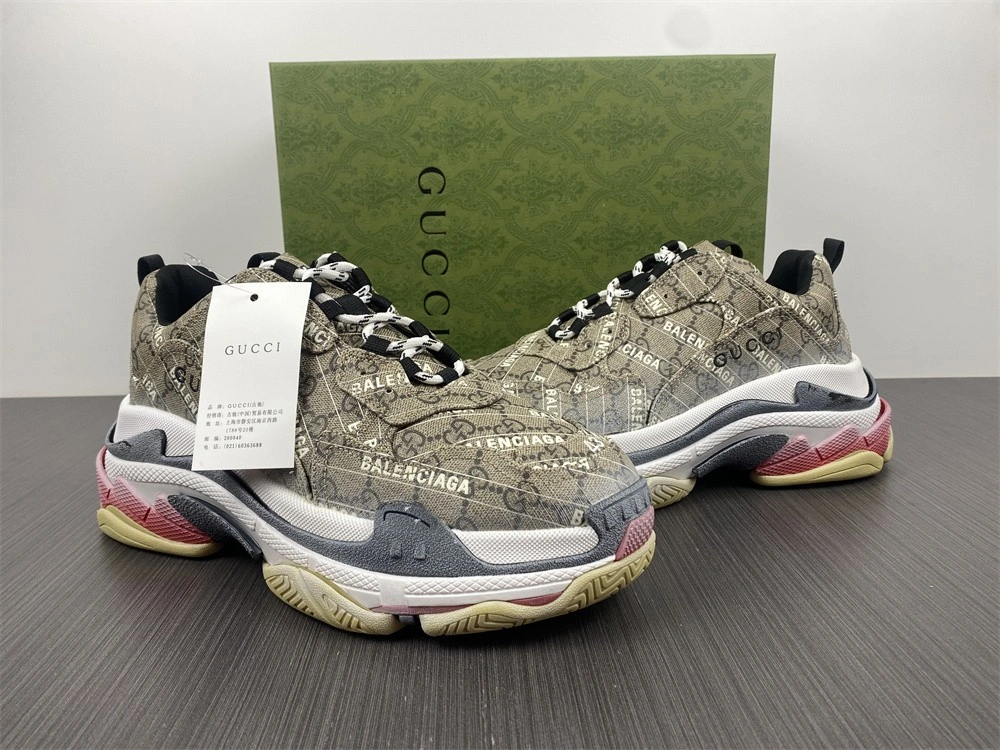 Original G*ucci x B*alenciaga The Hacker Project Triple S Beige 681066ULZ10 3470