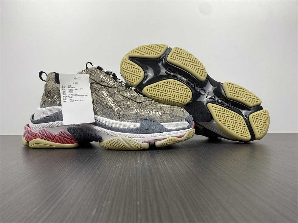 Original G*ucci x B*alenciaga The Hacker Project Triple S Beige 681066ULZ10 3470