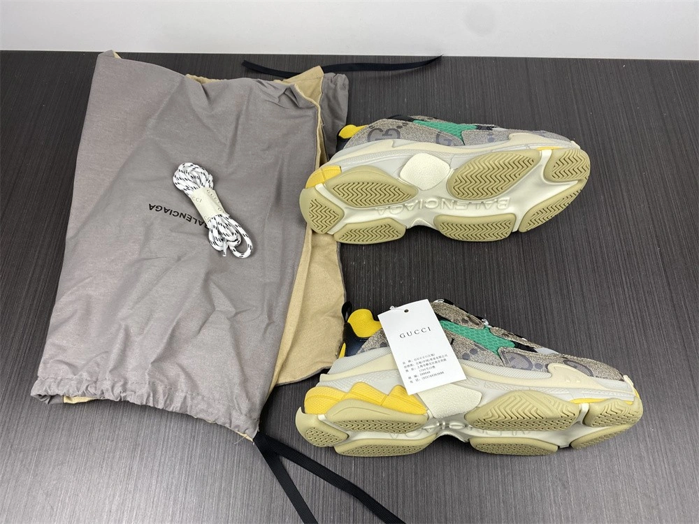 SunProtective G*ucci x B*alenciaga The Hacker Project Triple S Beige Green Yellow 681067UMO20 3472