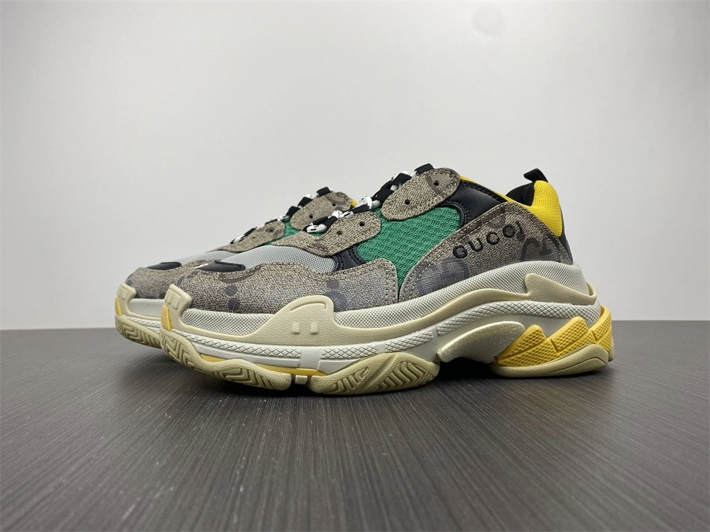 SunProtective G*ucci x B*alenciaga The Hacker Project Triple S Beige Green Yellow 681067UMO20 3472