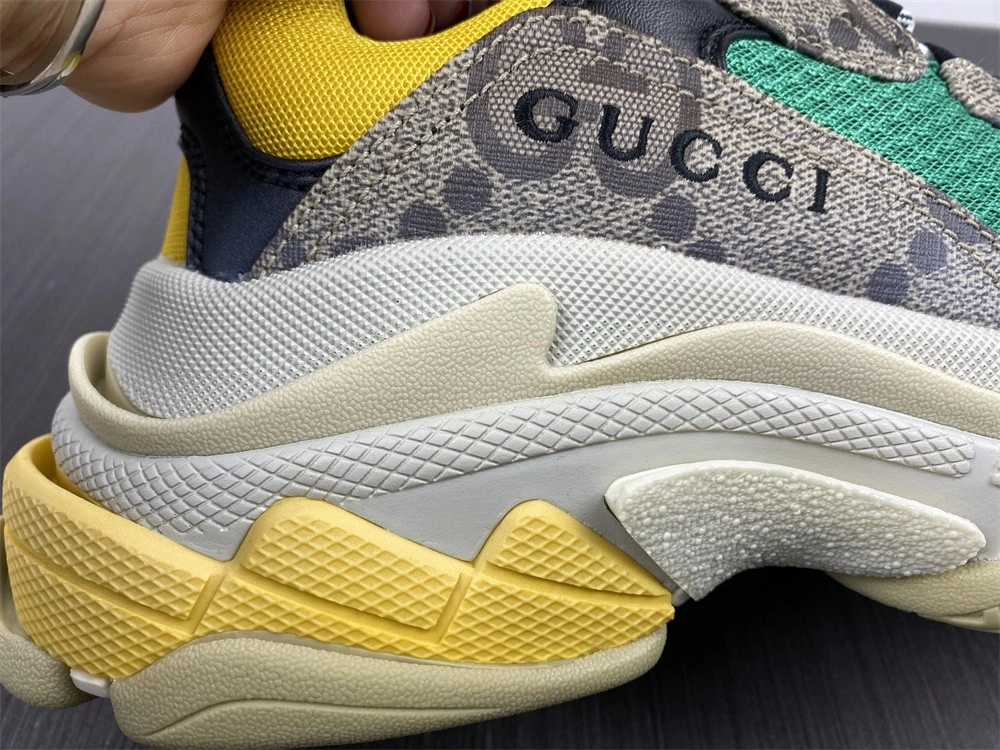 SunProtective G*ucci x B*alenciaga The Hacker Project Triple S Beige Green Yellow 681067UMO20 3472