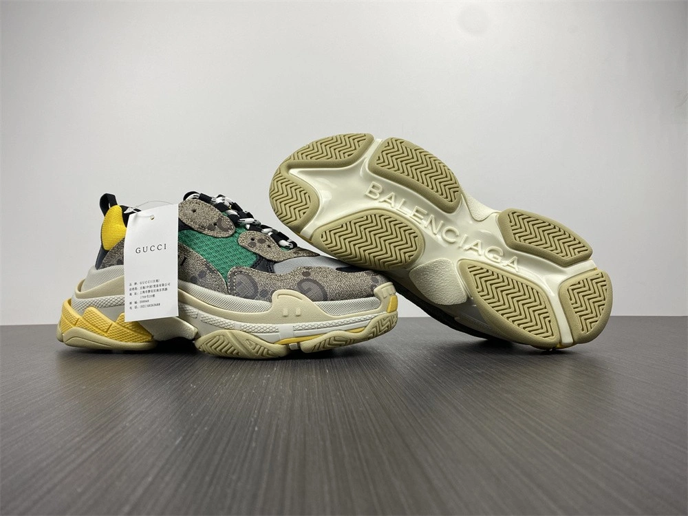 SunProtective G*ucci x B*alenciaga The Hacker Project Triple S Beige Green Yellow 681067UMO20 3472