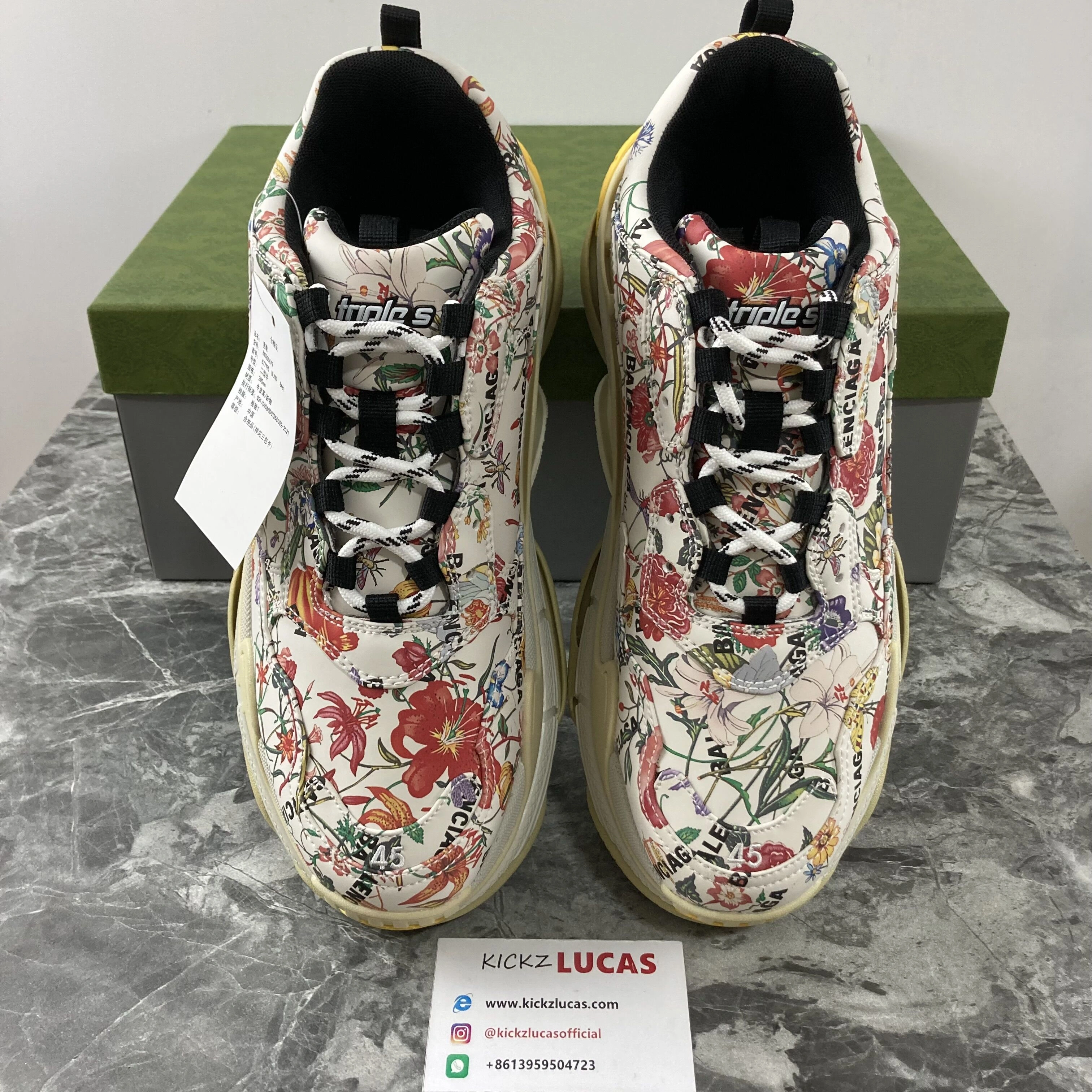 G*ucci x B*alenciaga The Hacker Project Triple S Flora Print 677195UL110 TravelReady 3473