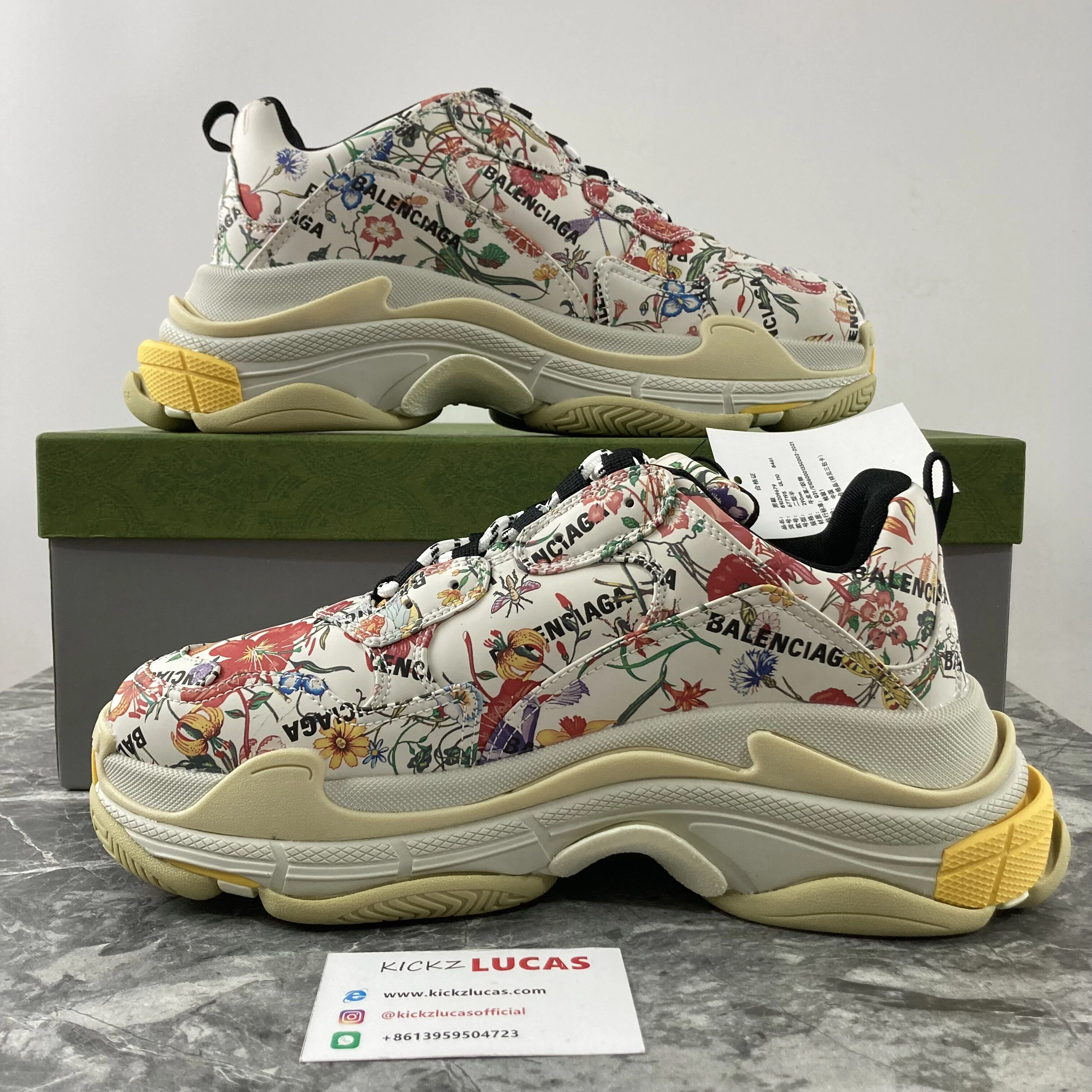 G*ucci x B*alenciaga The Hacker Project Triple S Flora Print 677195UL110 TravelReady 3473