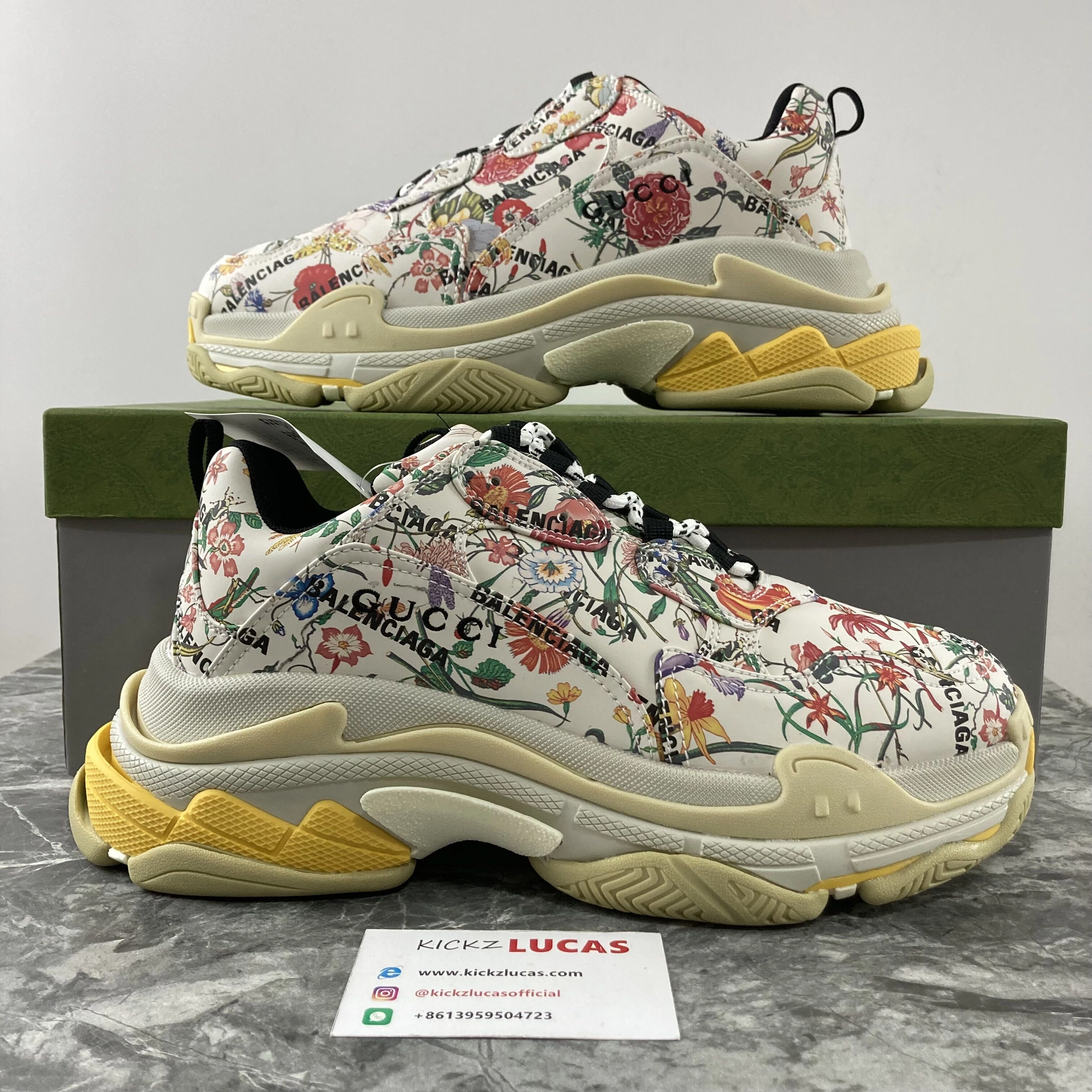 G*ucci x B*alenciaga The Hacker Project Triple S Flora Print 677195UL110 TravelReady 3473