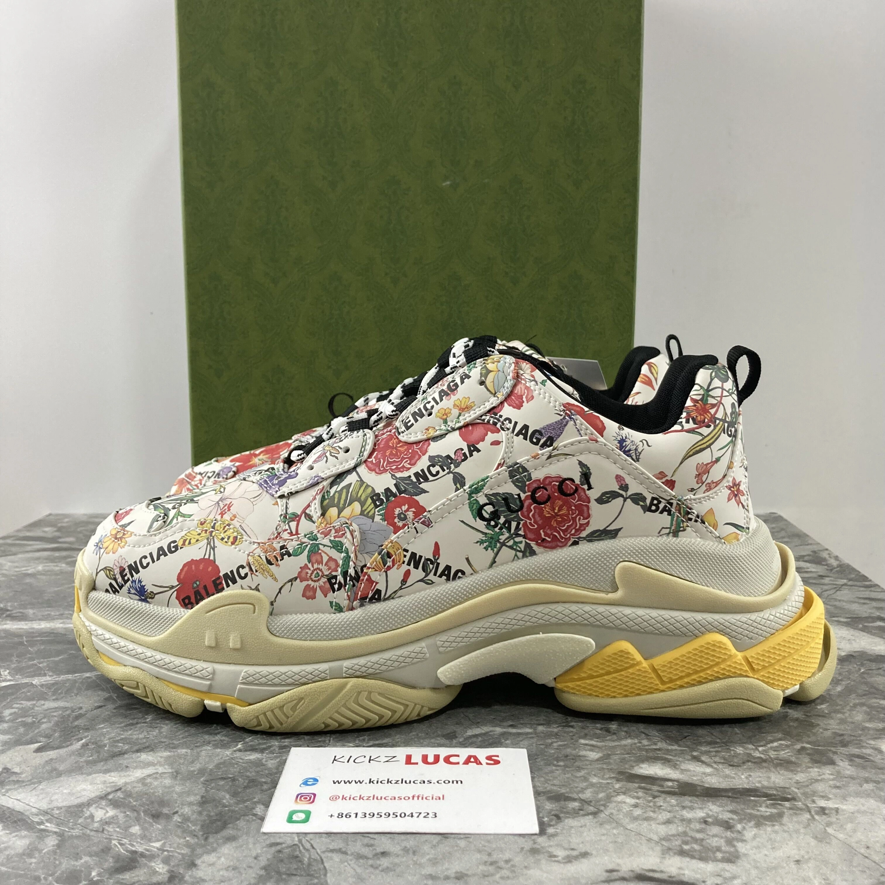 G*ucci x B*alenciaga The Hacker Project Triple S Flora Print 677195UL110 TravelReady 3473