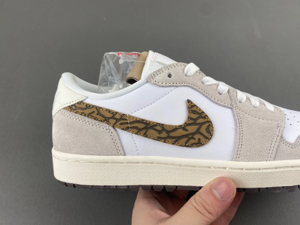 Cozy Jordan 1 Retro Low Golf Light Orewood Elephant DD9315- 1330