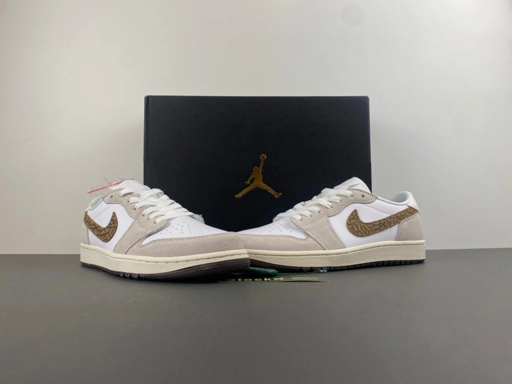 Cozy Jordan 1 Retro Low Golf Light Orewood Elephant DD9315- 1330