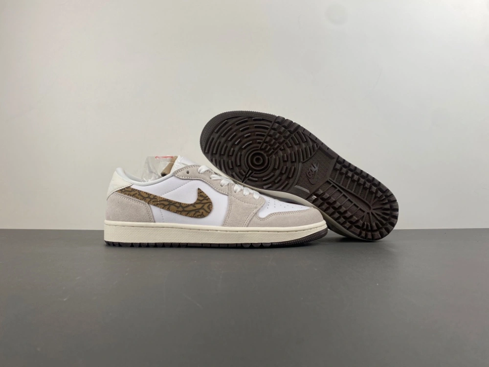 Cozy Jordan 1 Retro Low Golf Light Orewood Elephant DD9315- 1330