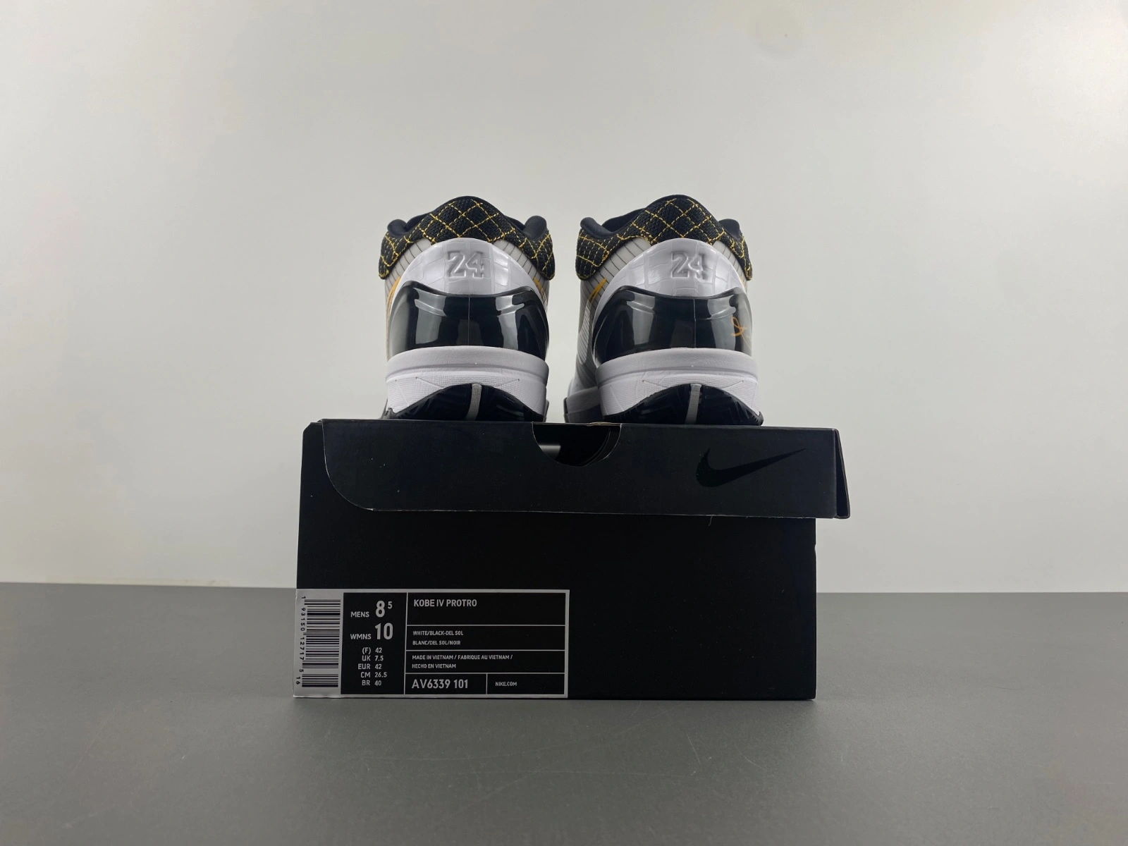 Kobe 4 Protro White Black Del Sol AV6339- Durable 1012