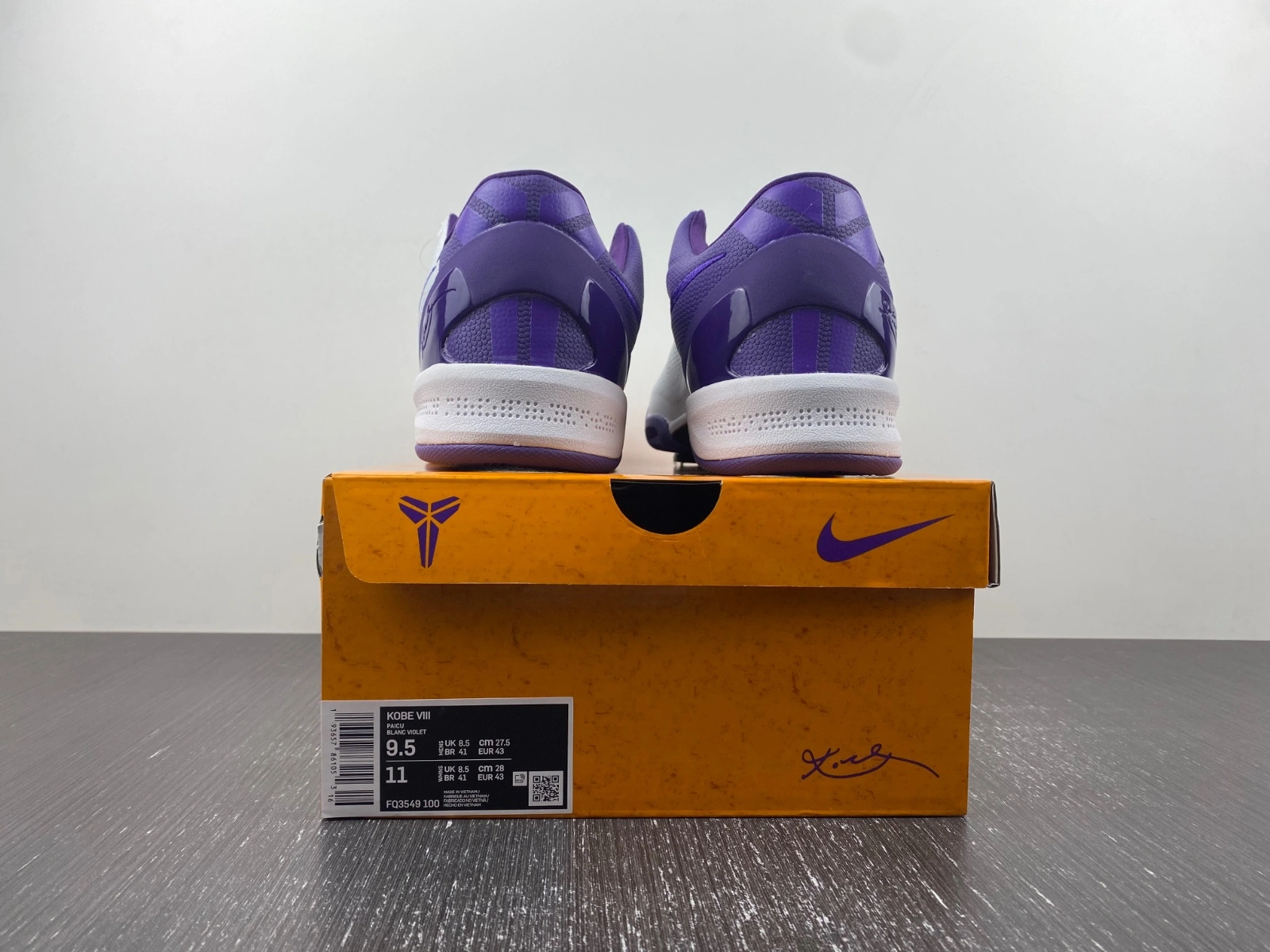 Compact Kobe 8 Protro White Court Purple FQ3549- 1094