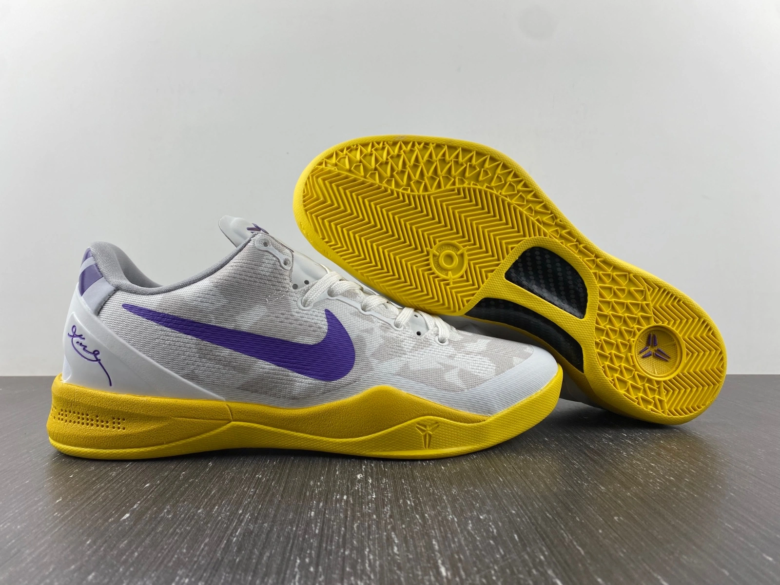 Fashionable Kobe 8 white yellow purple 555035- 1119