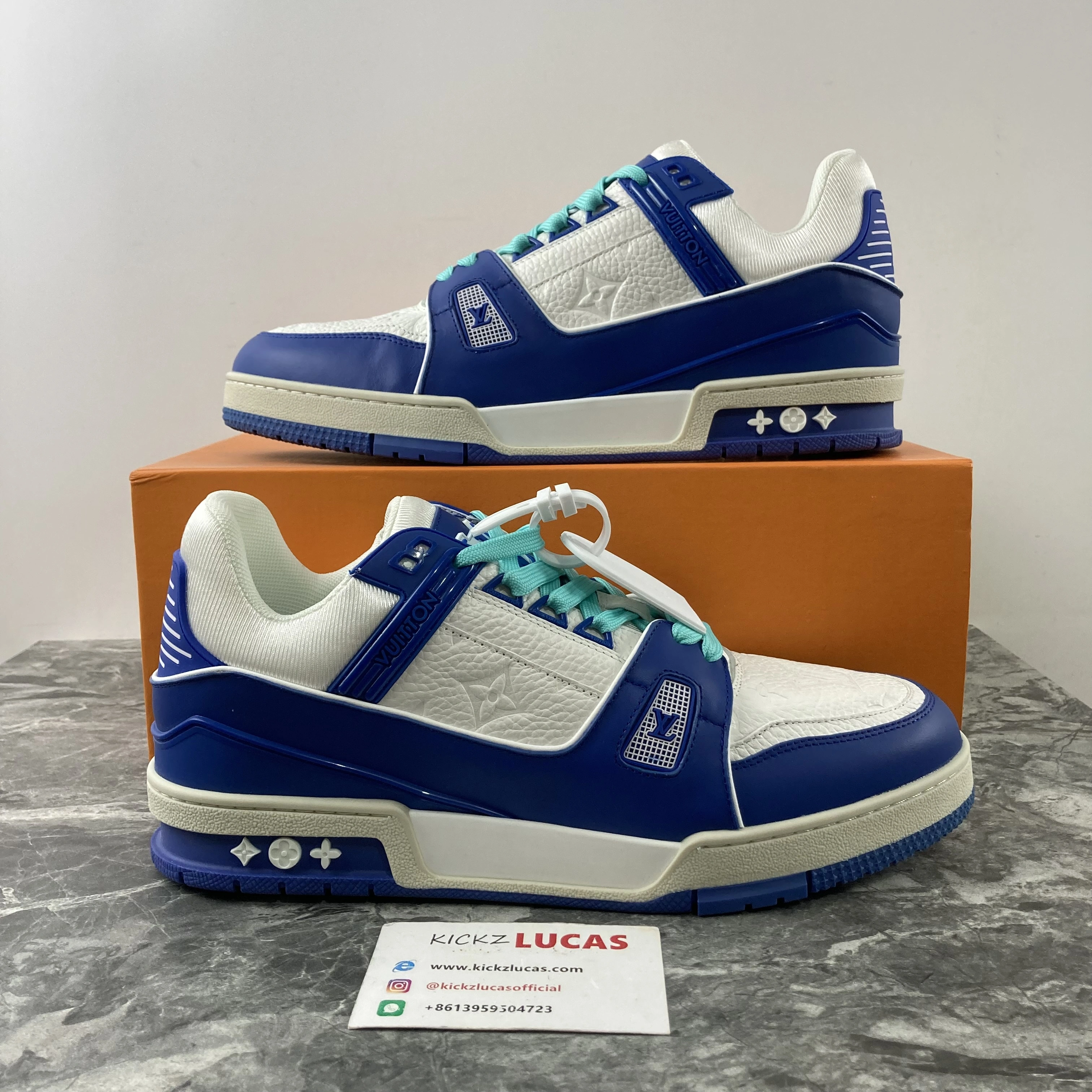ModernLook Men L*ouis V*uitton Top Sneaker Trainer Blue White 4135