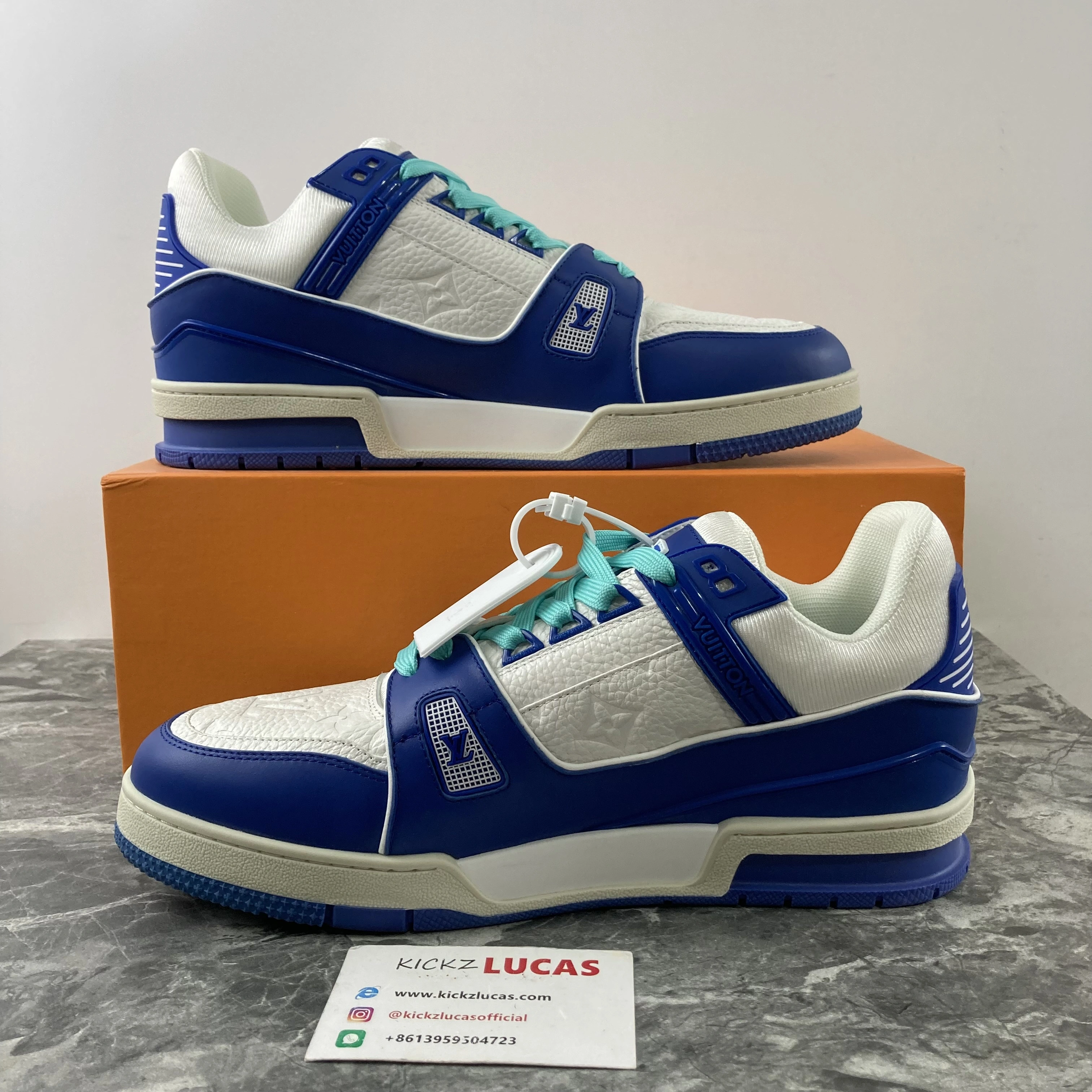 ModernLook Men L*ouis V*uitton Top Sneaker Trainer Blue White 4135