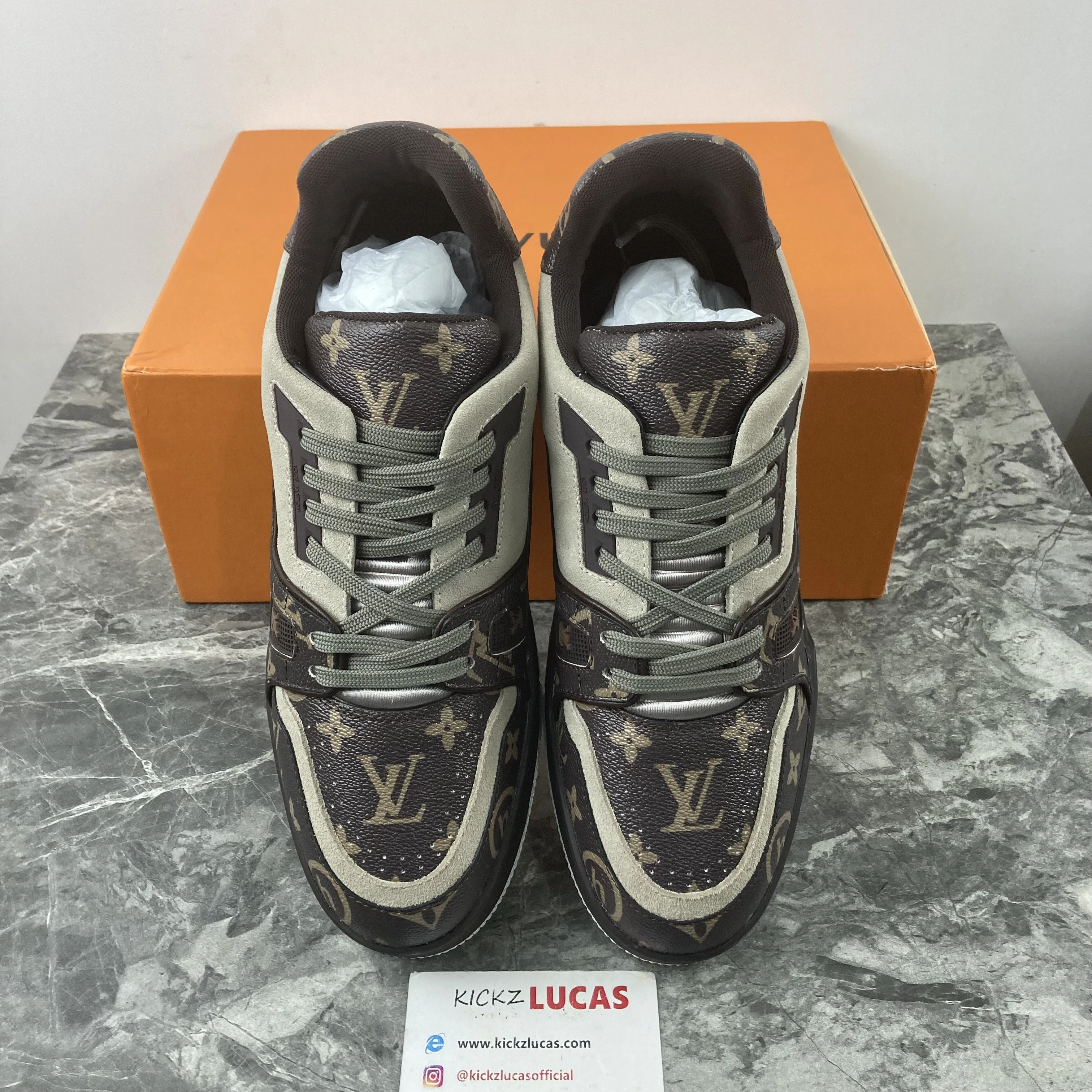 OnTrend Men L*ouis V*uitton Top Sneaker Trainer Blue White 221023- 4130