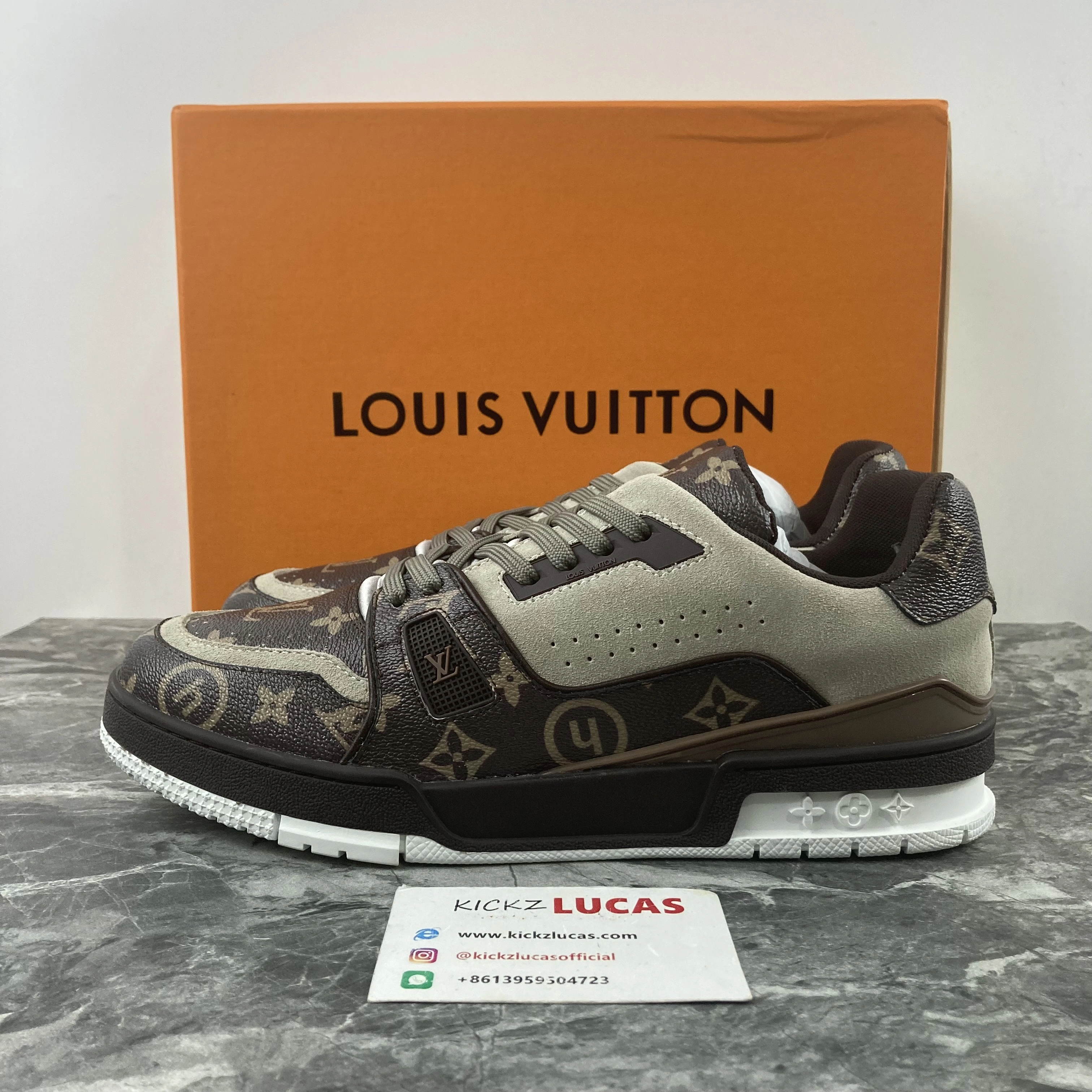 OnTrend Men L*ouis V*uitton Top Sneaker Trainer Blue White 221023- 4130