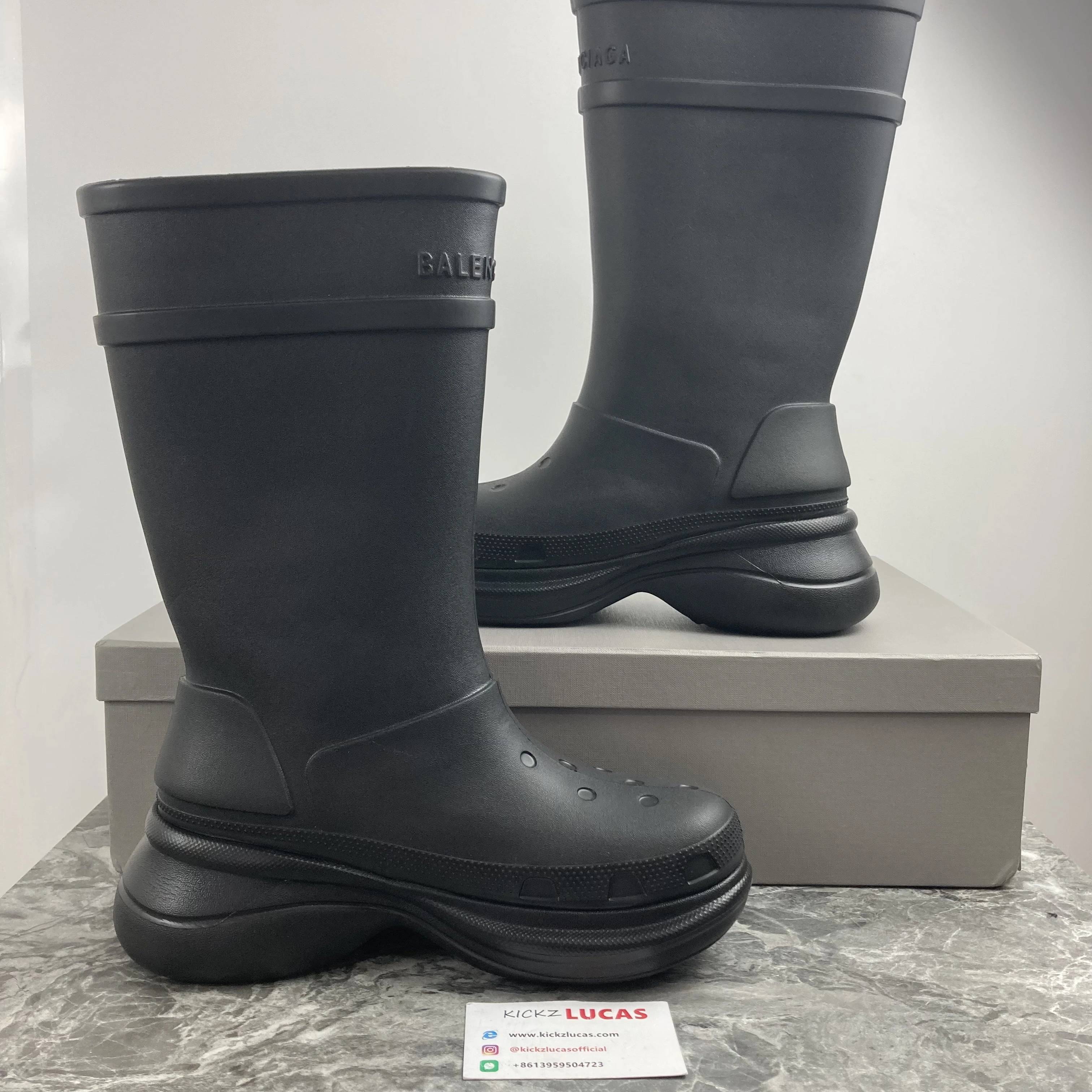 Stretchable Men Women B*alenciaga Boots black CL 4474