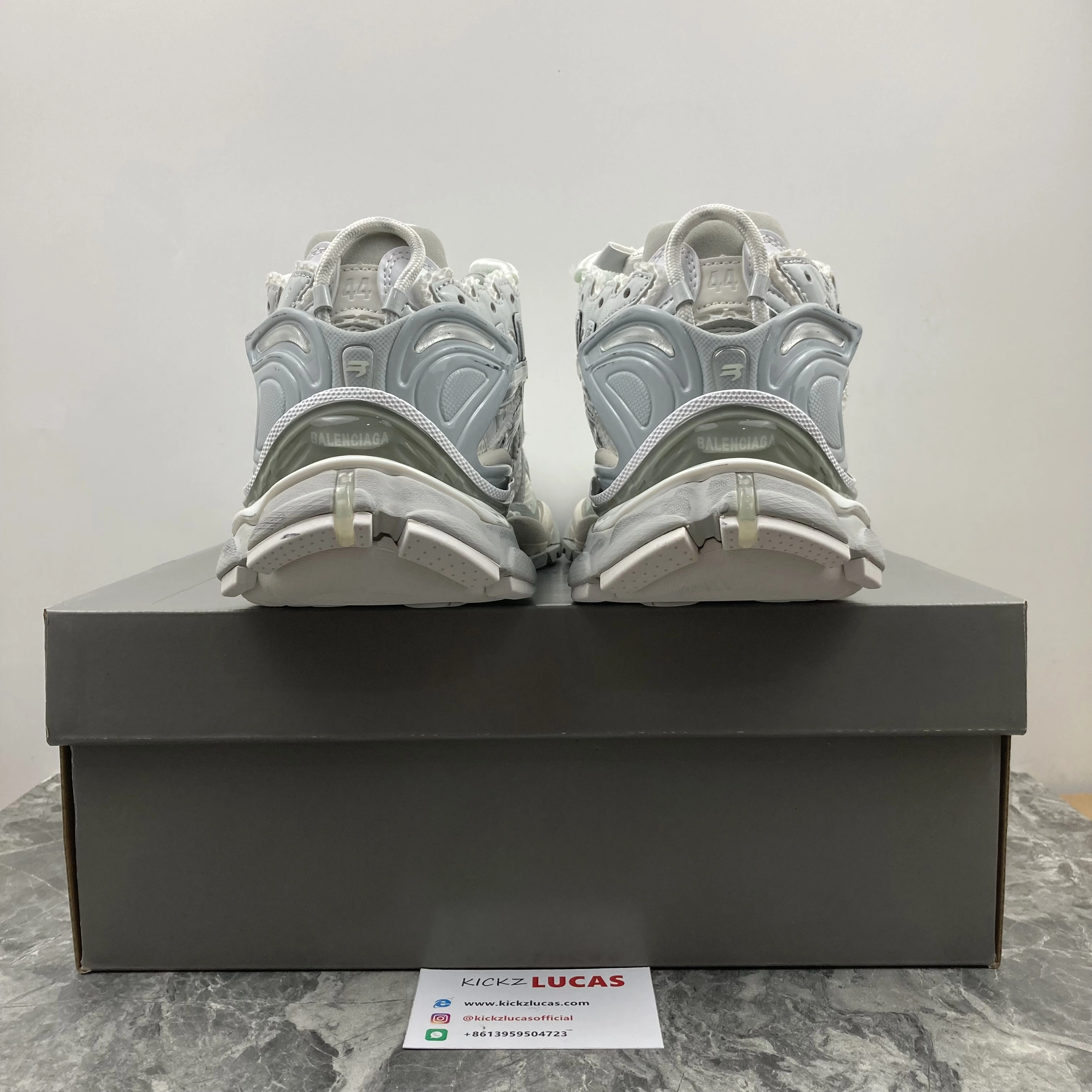 TravelReady Men Women B*alenciaga Runner White Grey Silver 677402W3RBL 4556