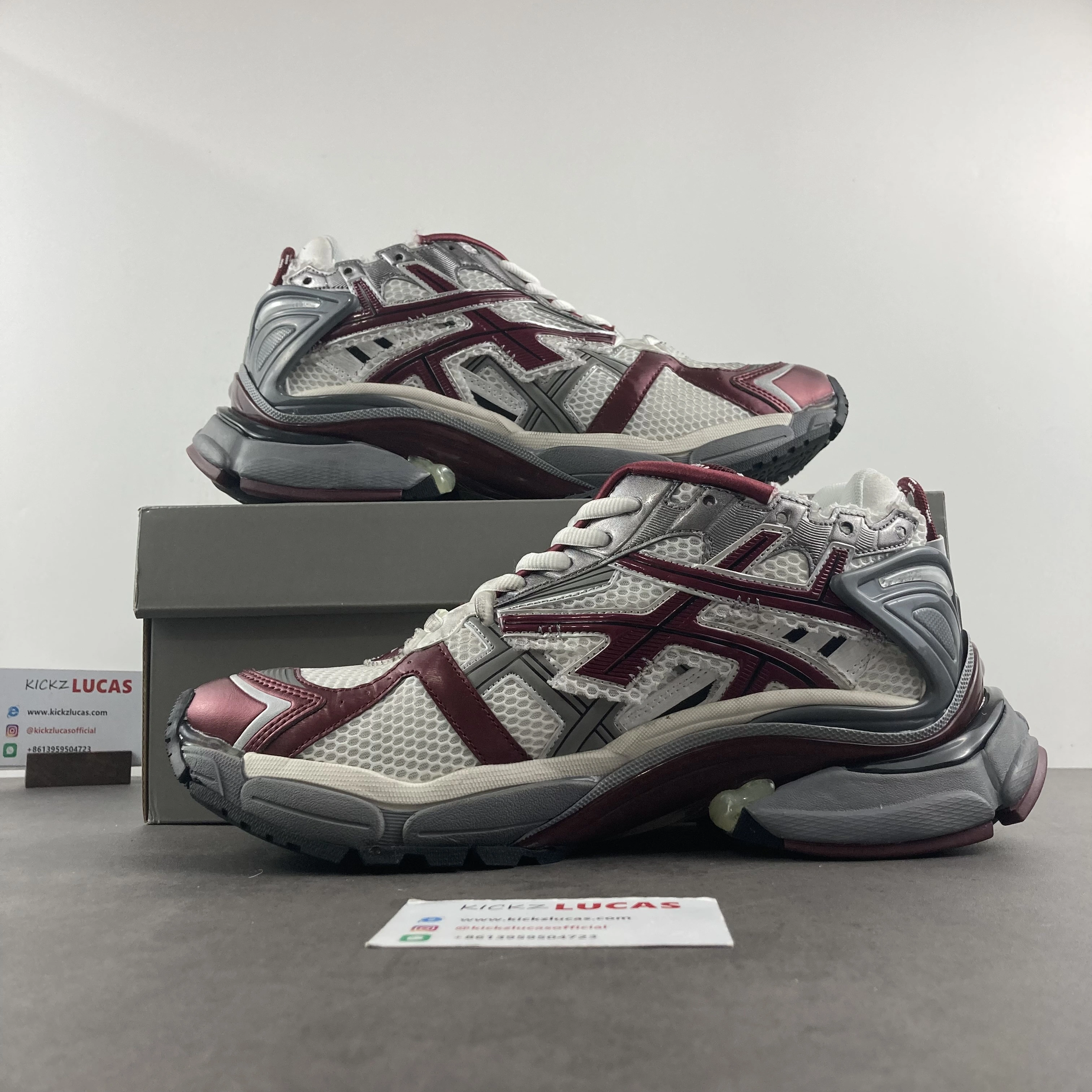 Men Women B*lenciaga Runner Burgundy MK220927- Attractive 4580