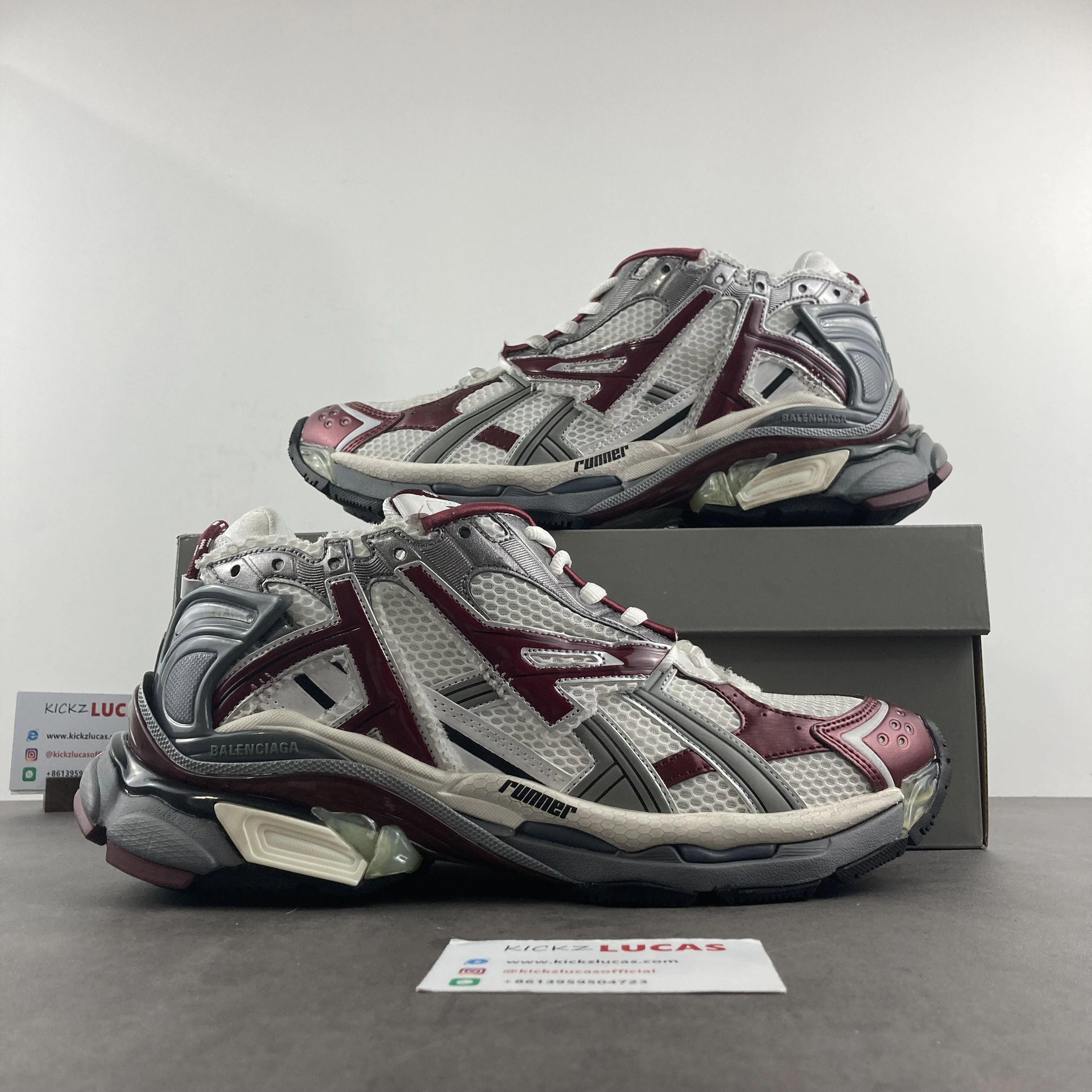 Men Women B*lenciaga Runner Burgundy MK220927- Attractive 4580