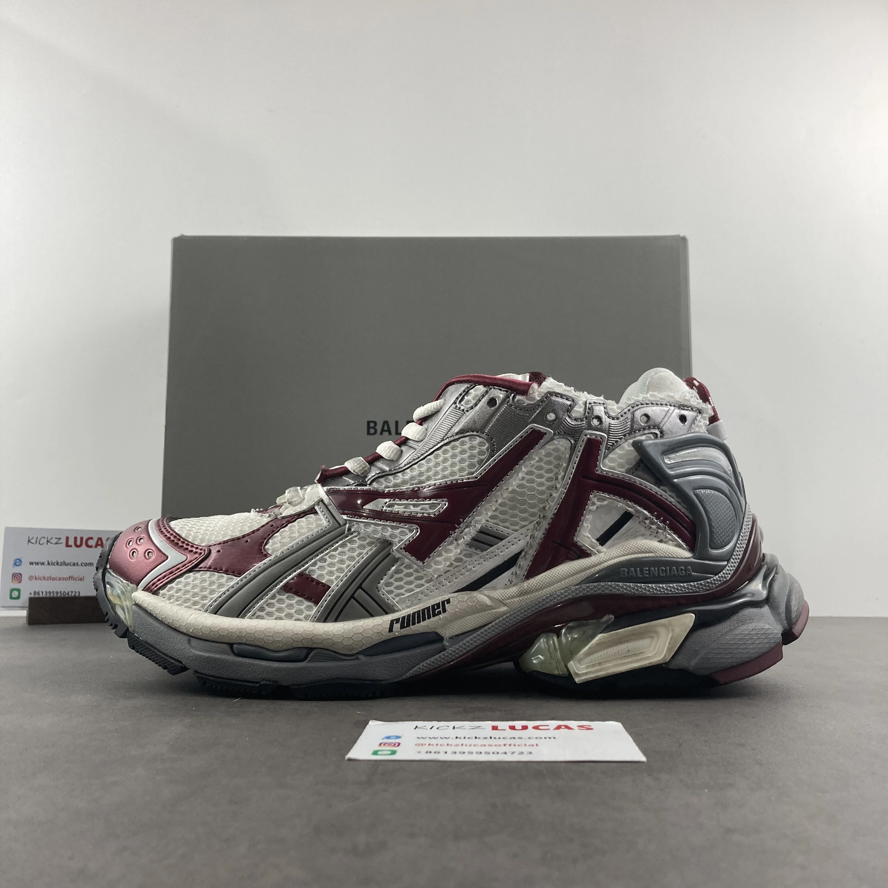 Men Women B*lenciaga Runner Burgundy MK220927- Attractive 4580