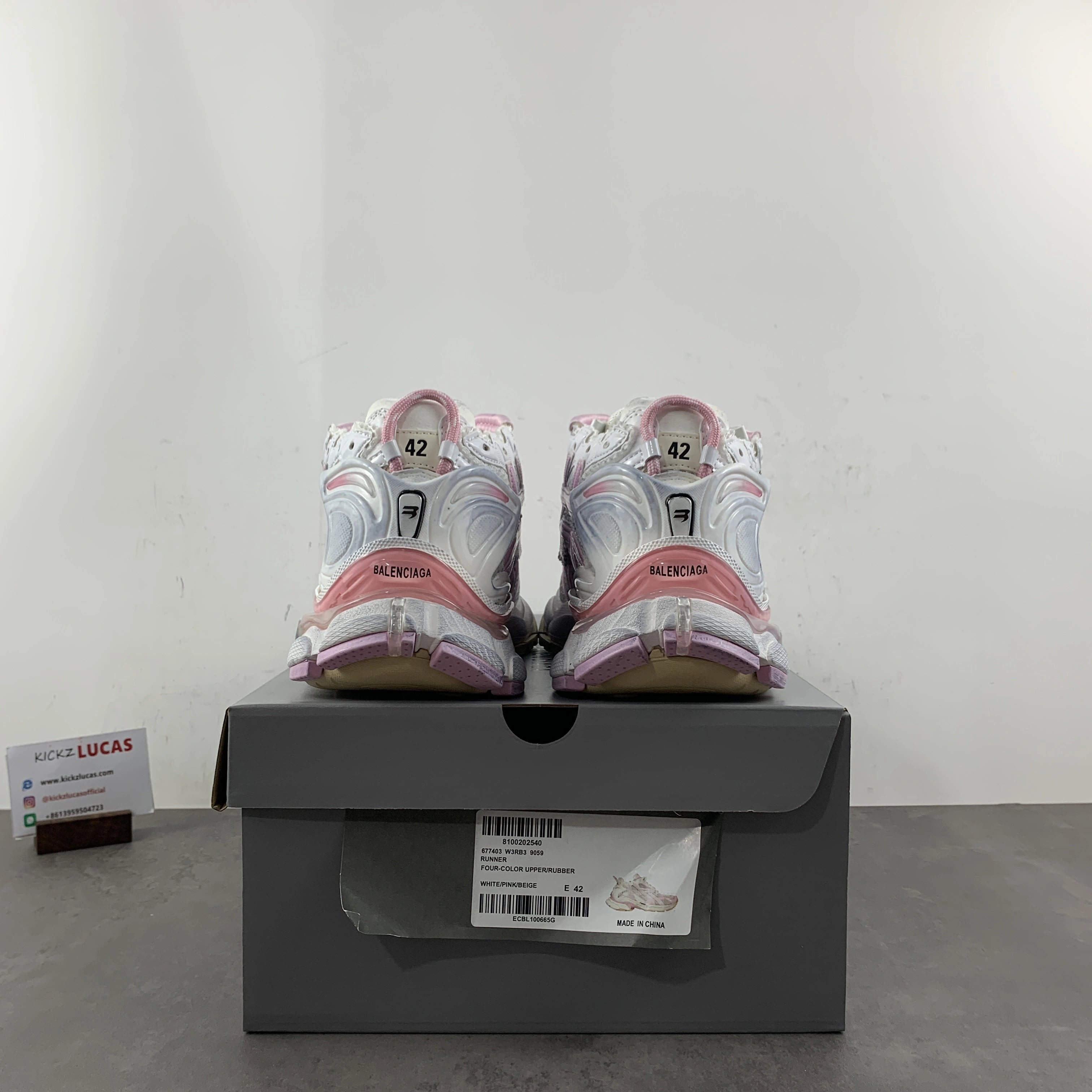 Men Women B*lenciaga Runner Pink White MK220927- Stylish 4579