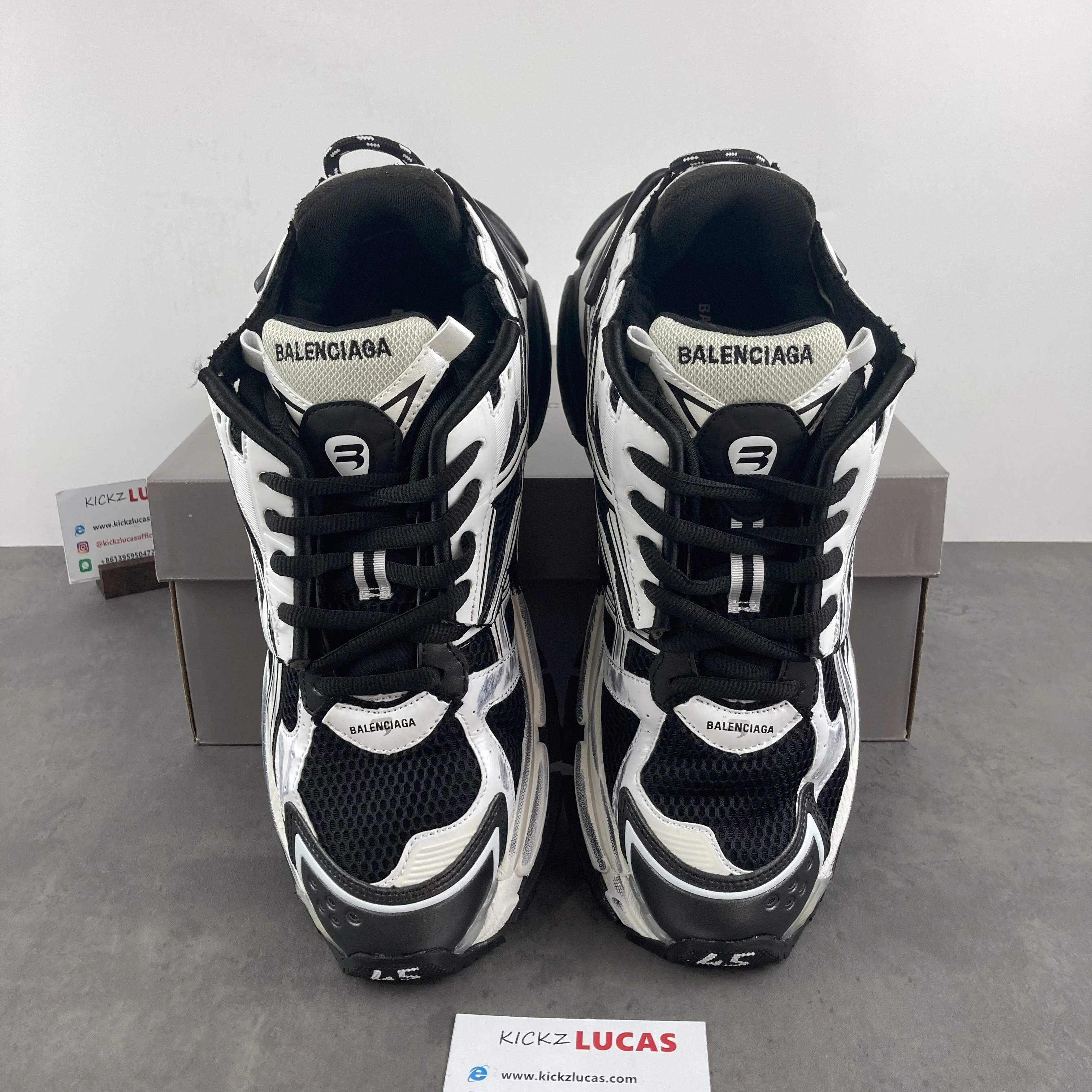 TopPick Men Women B*lenciaga Runner White Black White MK220927- 4577