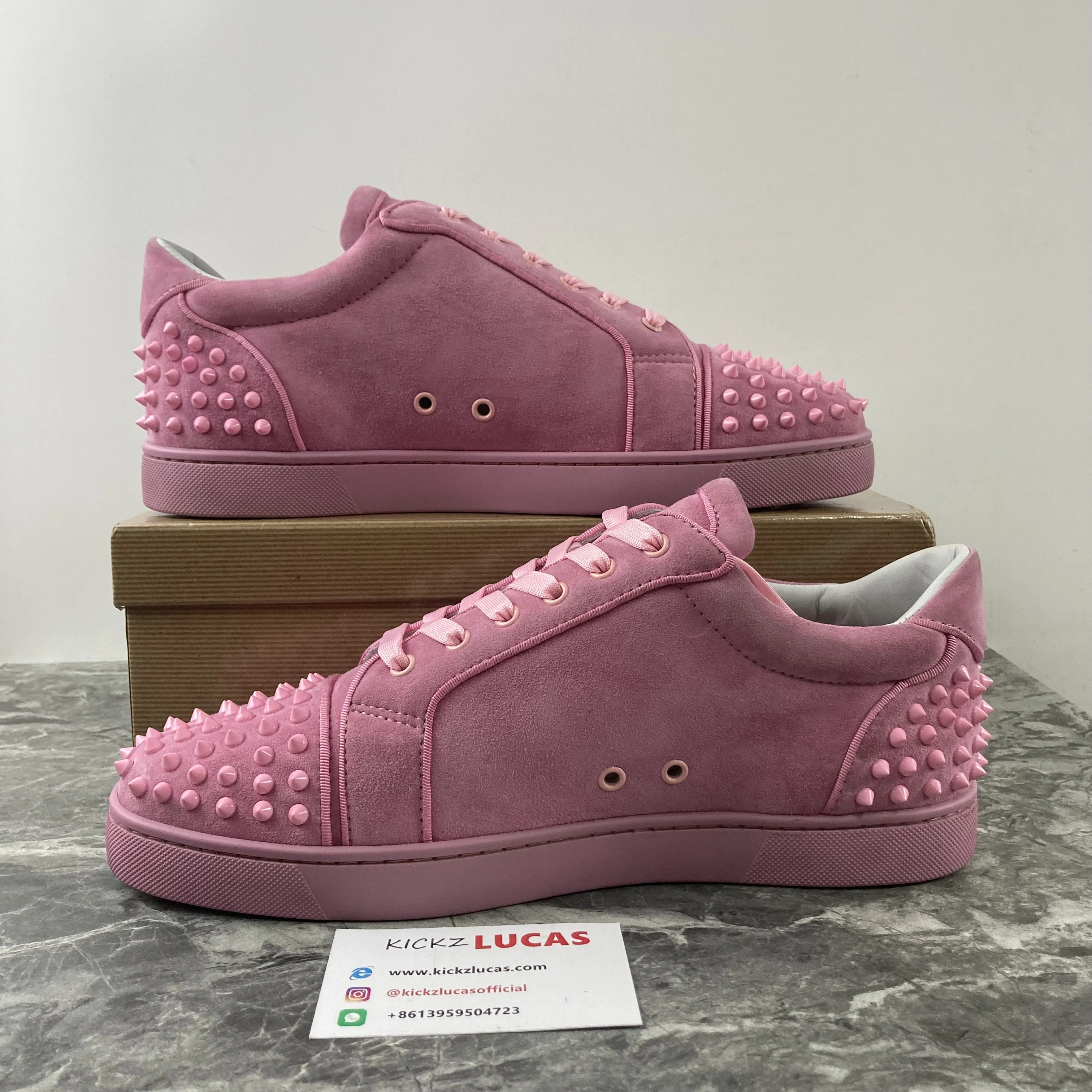 Elegant Men Women C*hristian L*ouboutin Low Top Sneaker Pink 5088