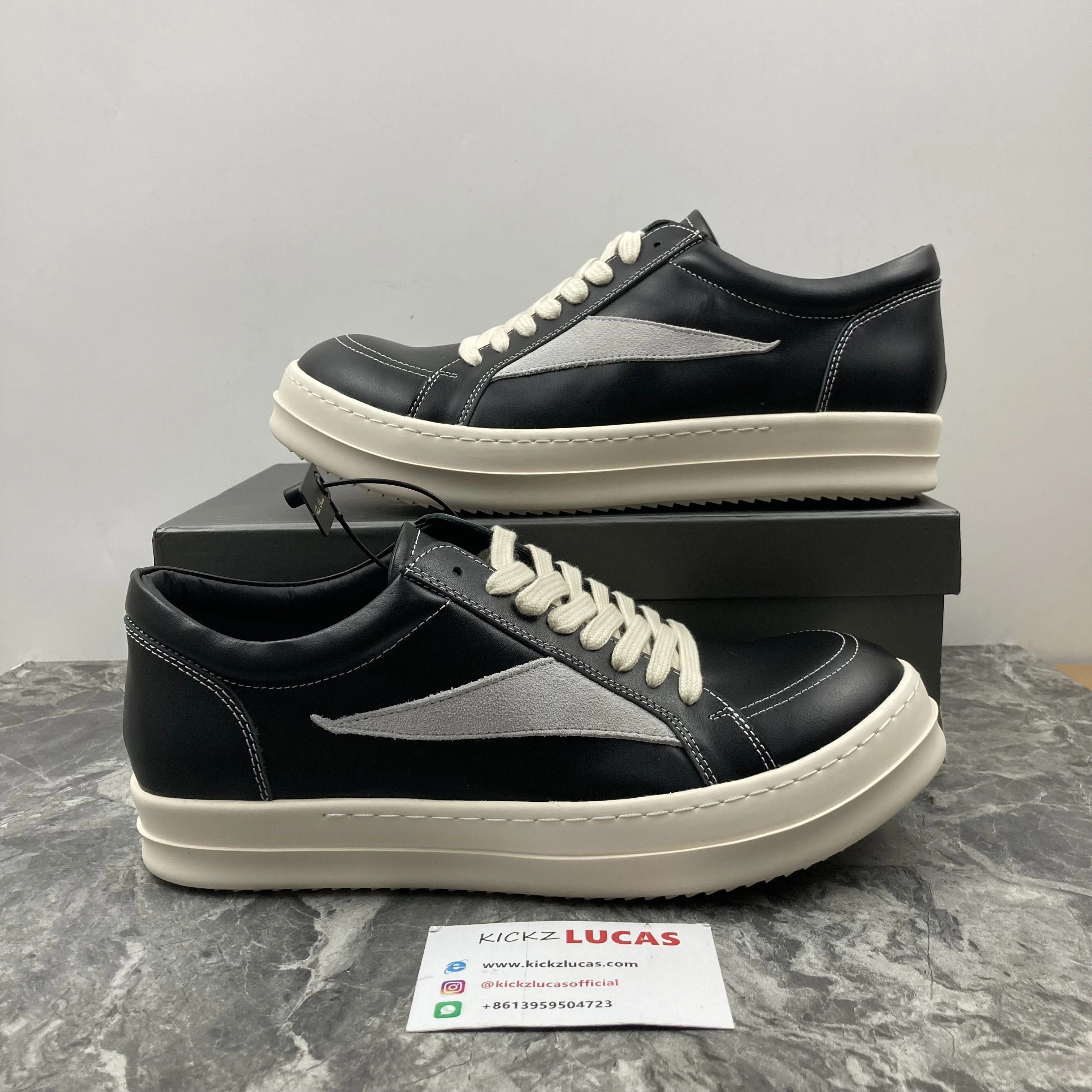 Men Women R*ick O*wens LOW Leather Top Sneaker KK221230- WaterResistant 5391