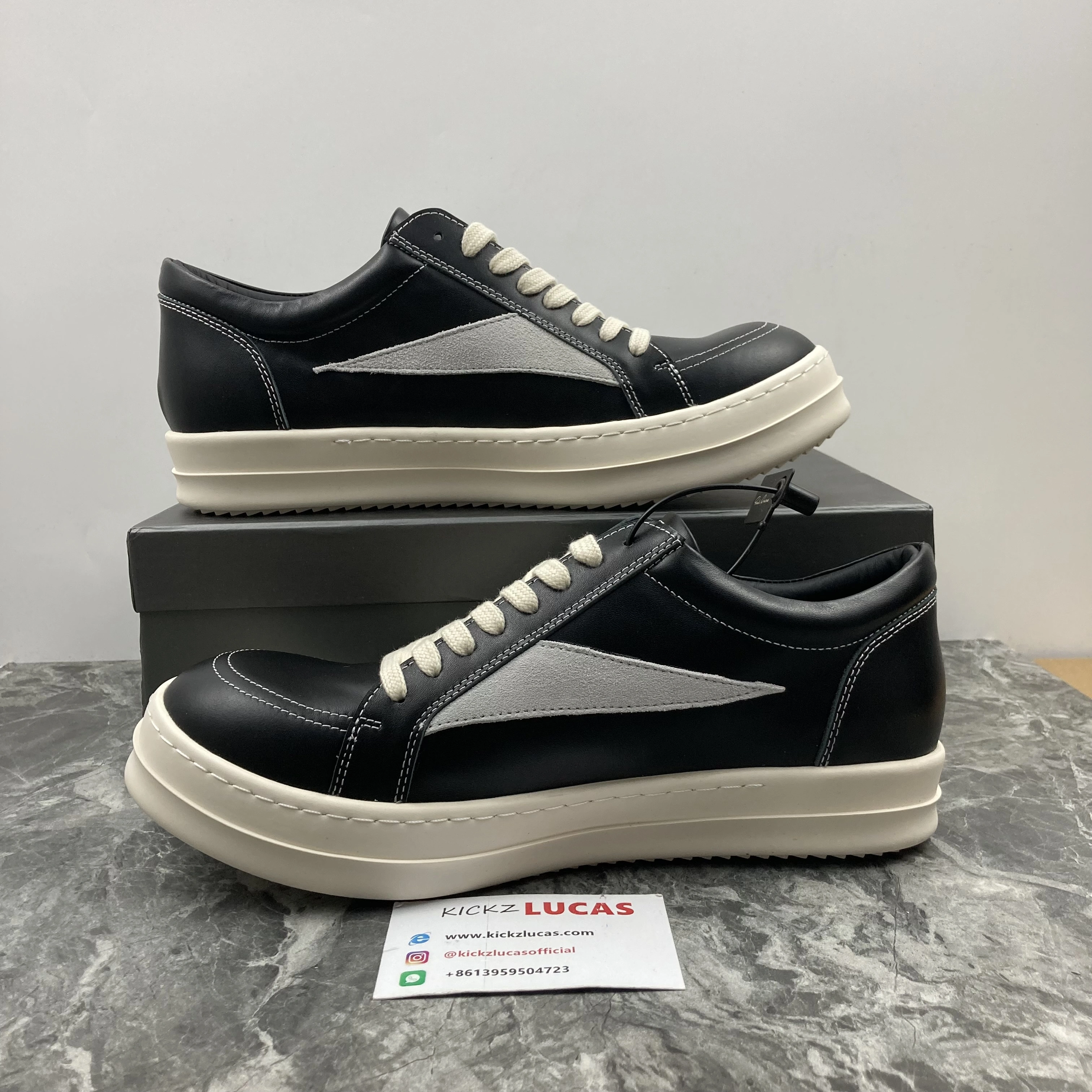 Men Women R*ick O*wens LOW Leather Top Sneaker KK221230- WaterResistant 5391