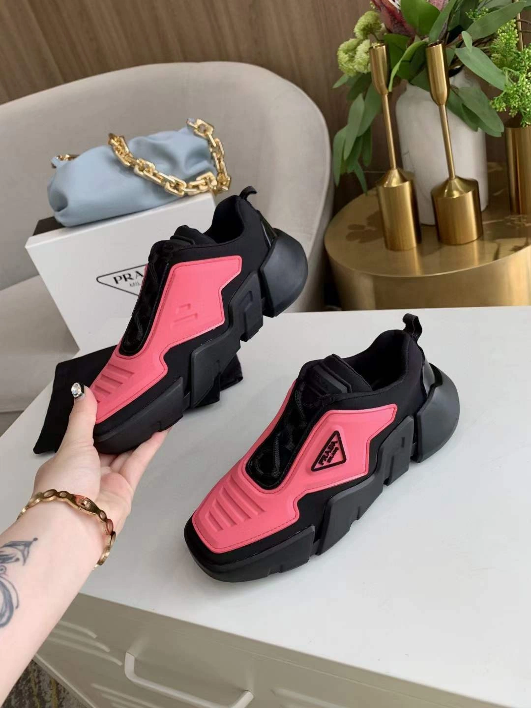 Premium Mens Women P*rada Top Sneakers 6584