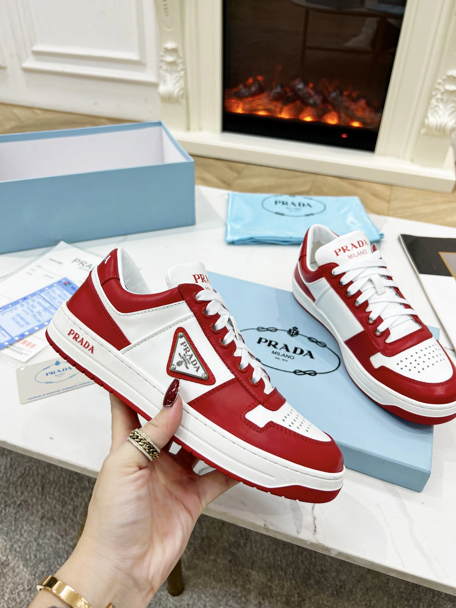 P*rada Top Sneakers Low CL 20230831- Popular 6416