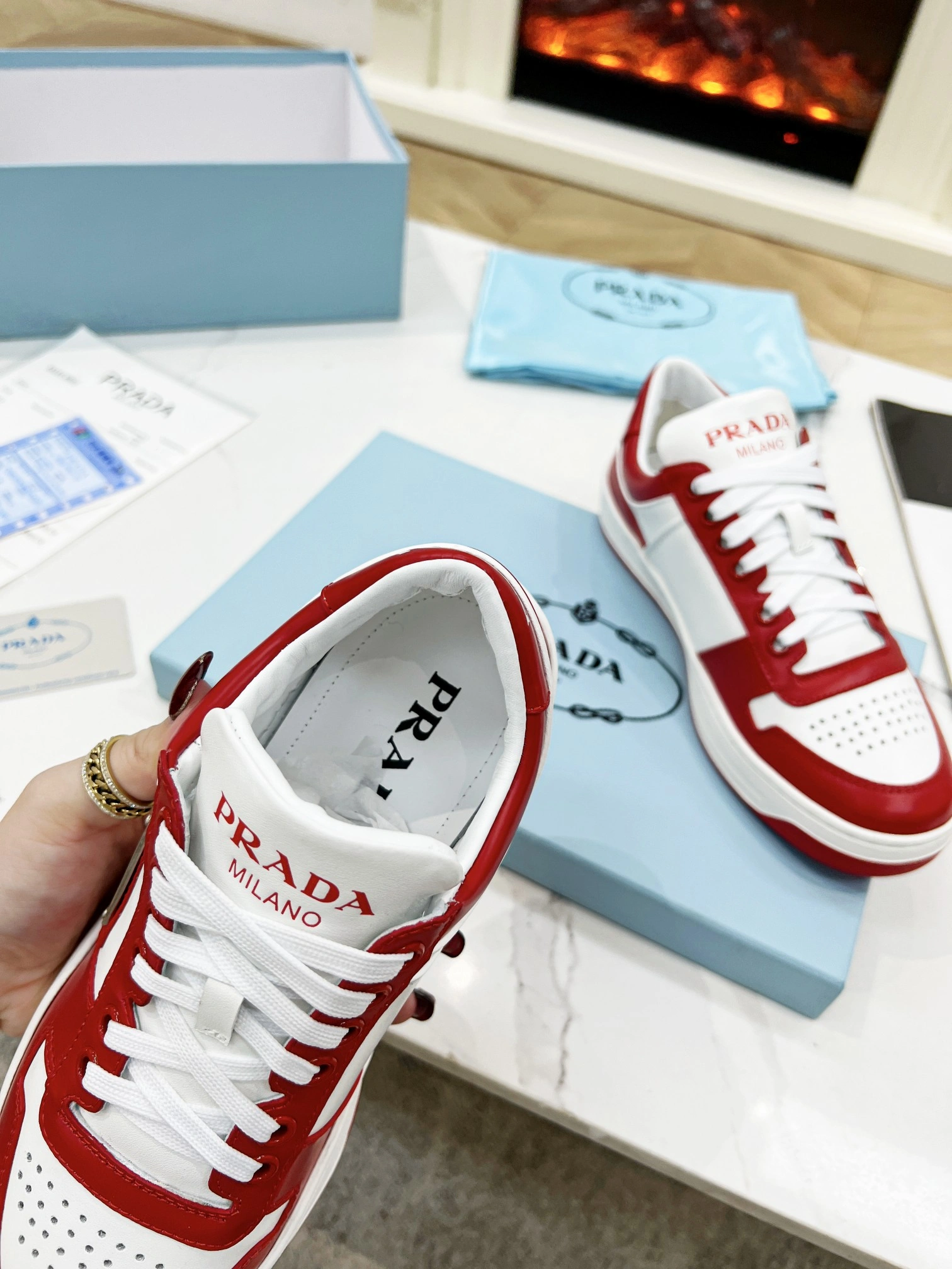P*rada Top Sneakers Low CL 20230831- Popular 6416