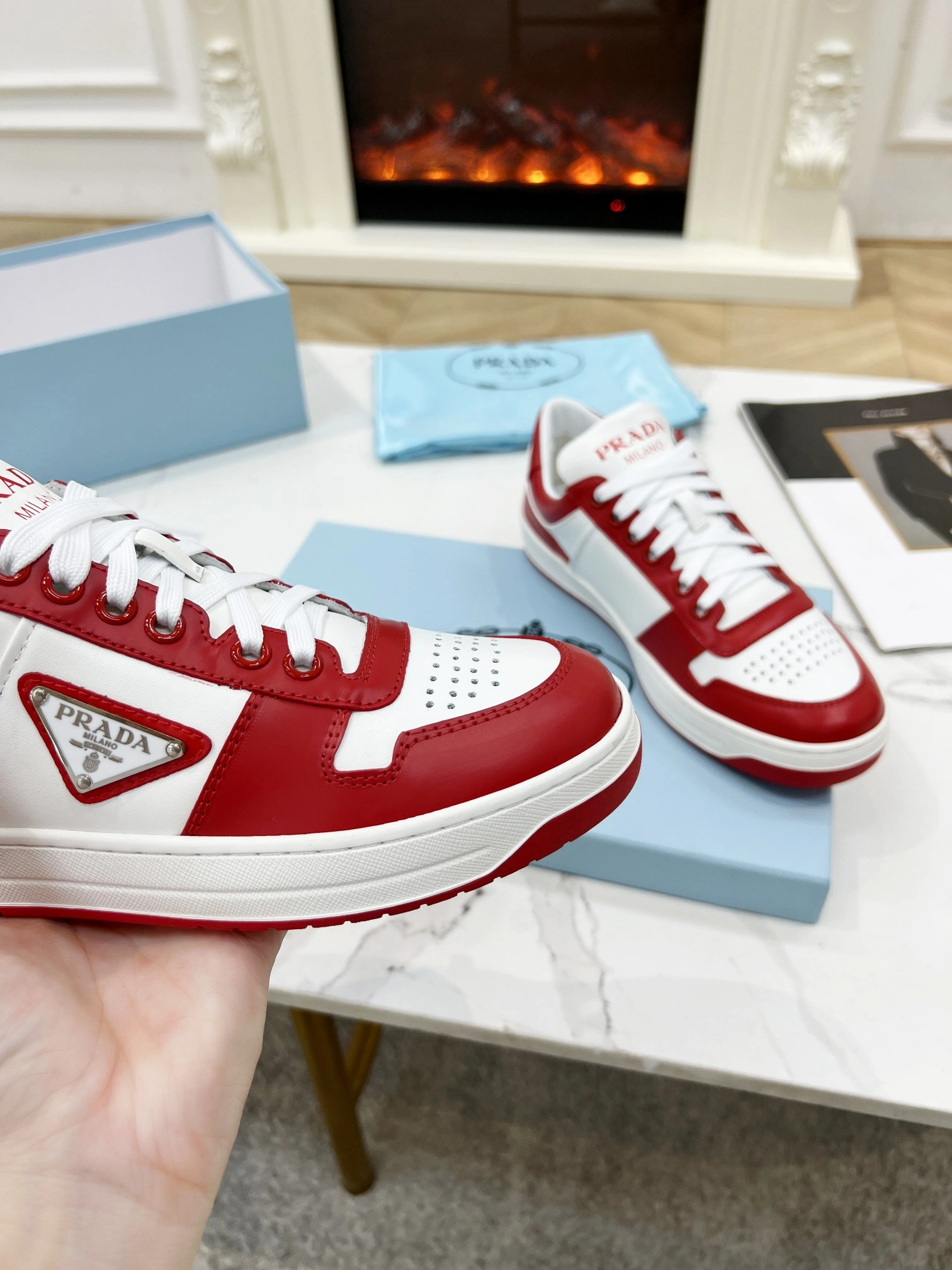 P*rada Top Sneakers Low CL 20230831- Popular 6416